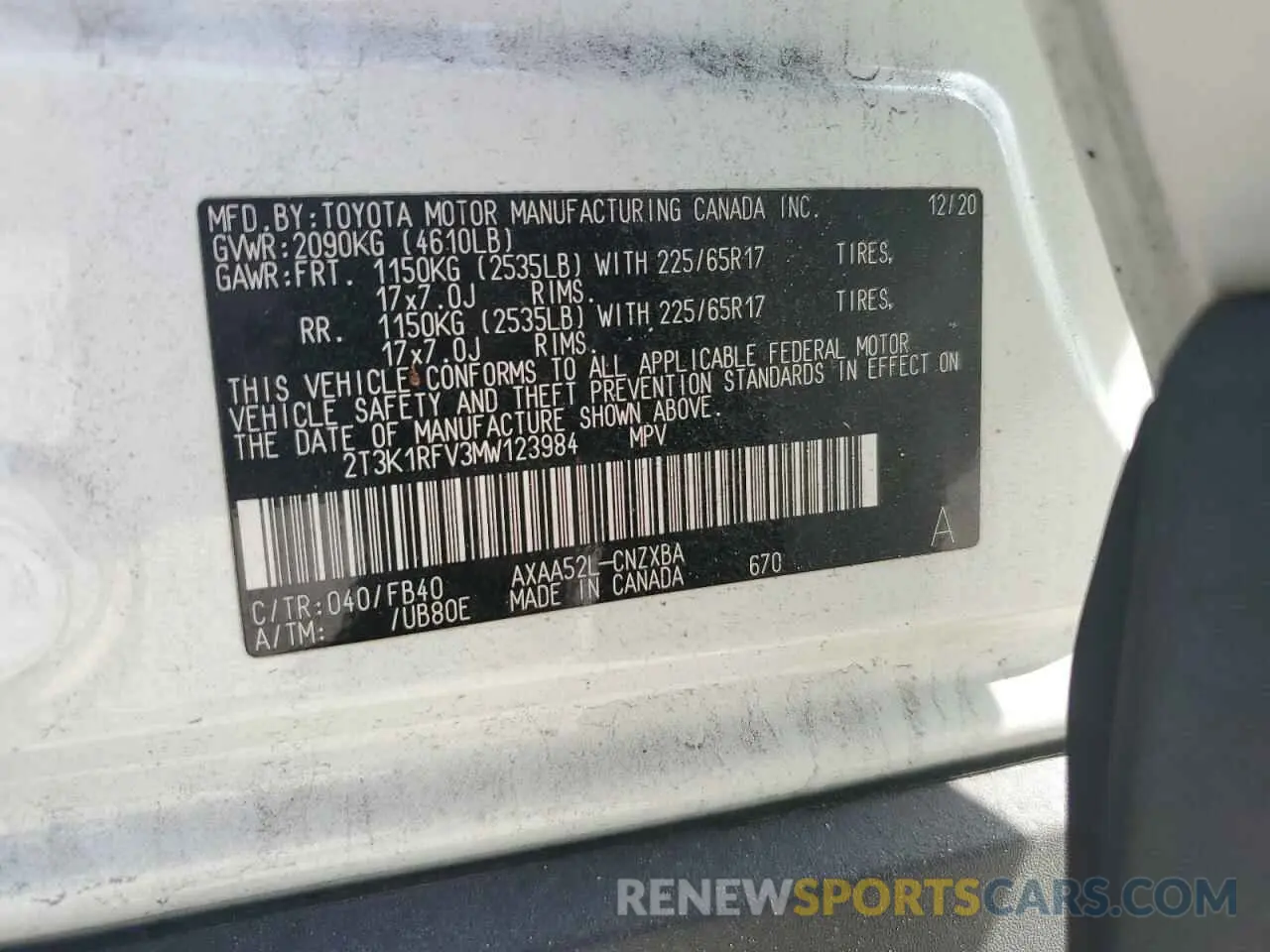 13 Photograph of a damaged car 2T3K1RFV3MW123984 TOYOTA RAV4 2021
