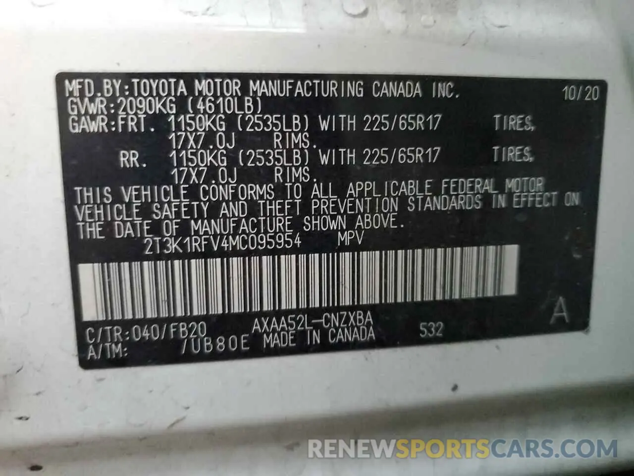 12 Photograph of a damaged car 2T3K1RFV4MC095954 TOYOTA RAV4 2021