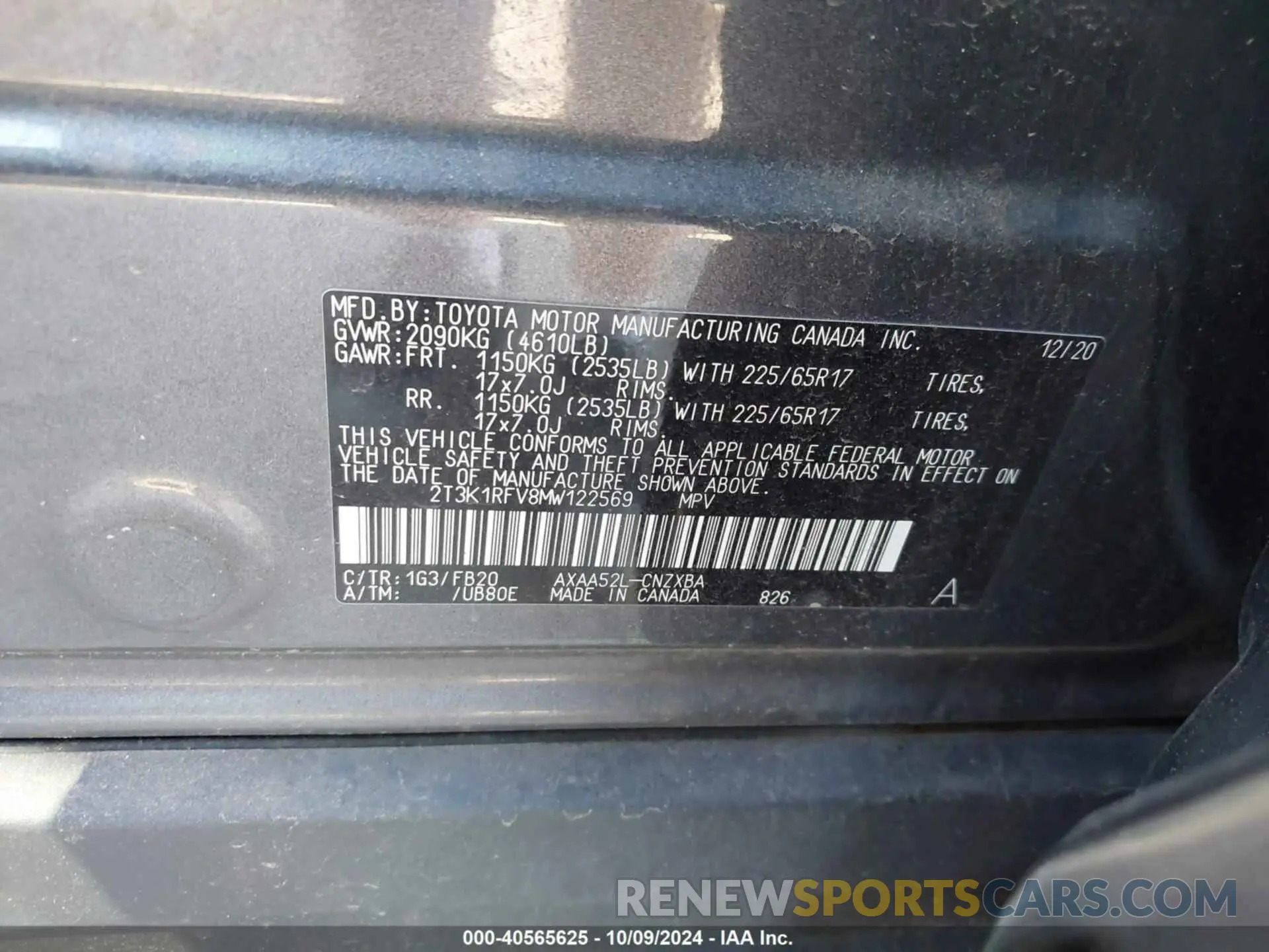 9 Photograph of a damaged car 2T3K1RFV8MW122569 TOYOTA RAV4 2021