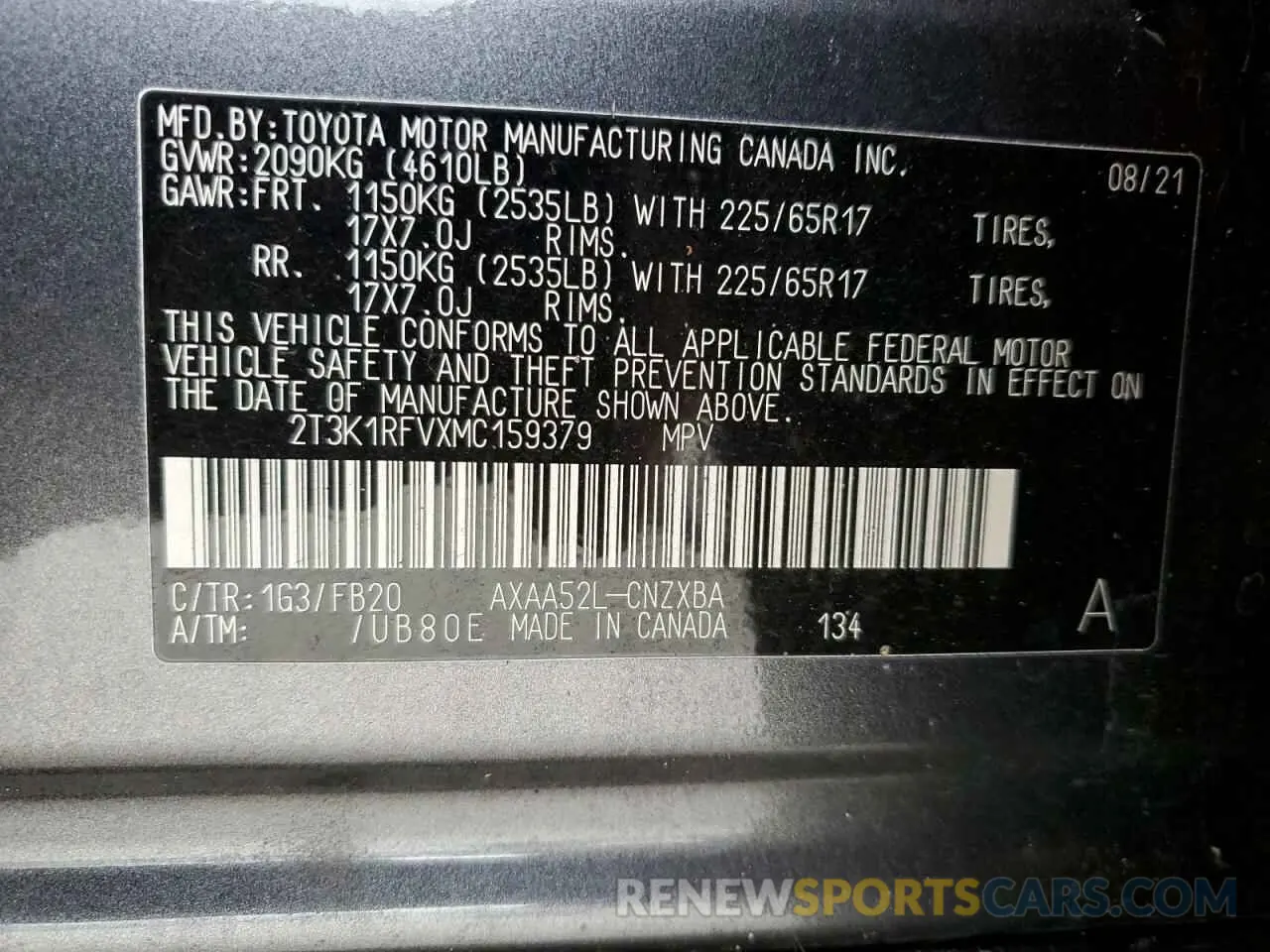 14 Photograph of a damaged car 2T3K1RFVXMC159379 TOYOTA RAV4 2021