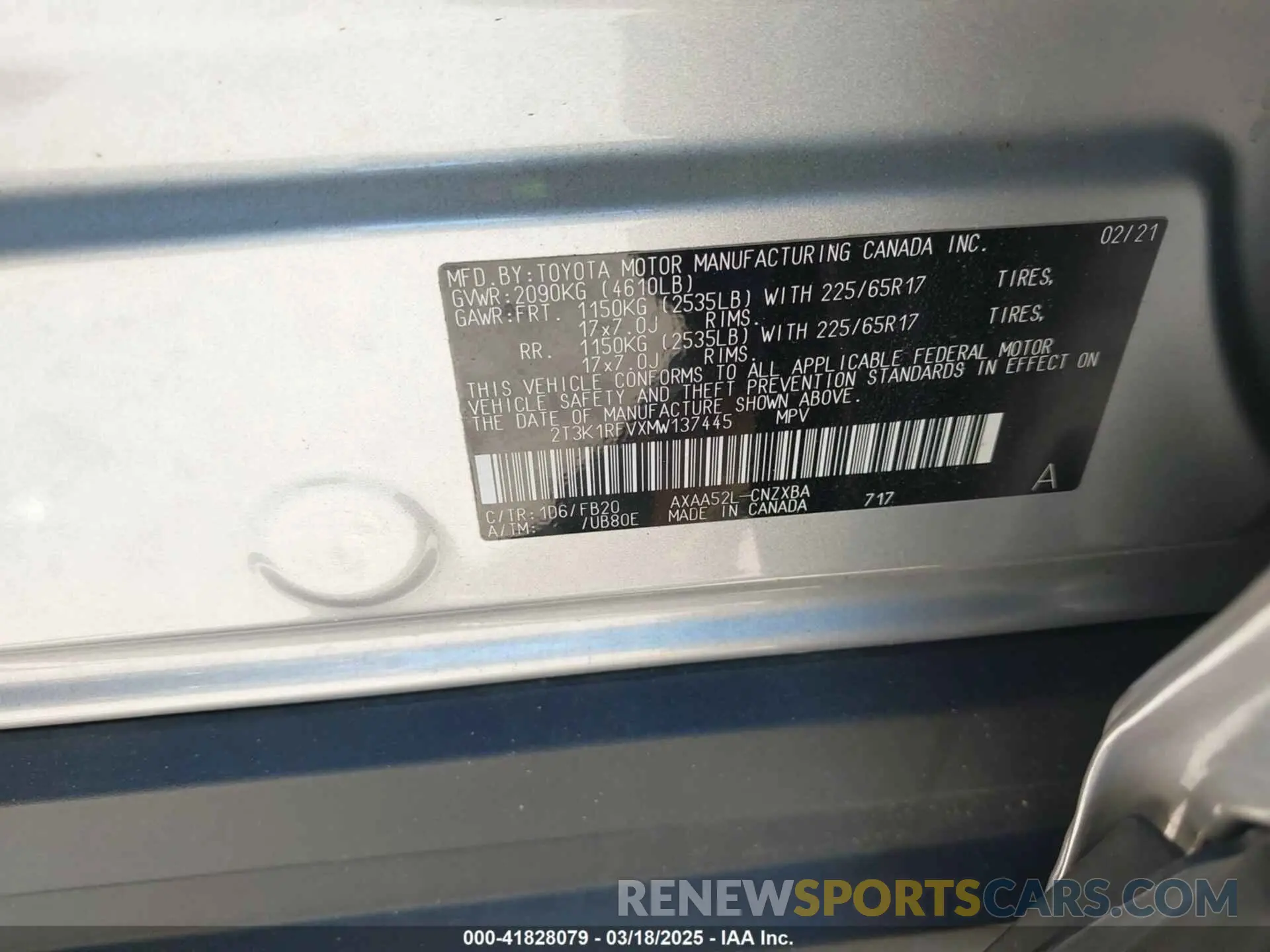 9 Photograph of a damaged car 2T3K1RFVXMW137445 TOYOTA RAV4 2021