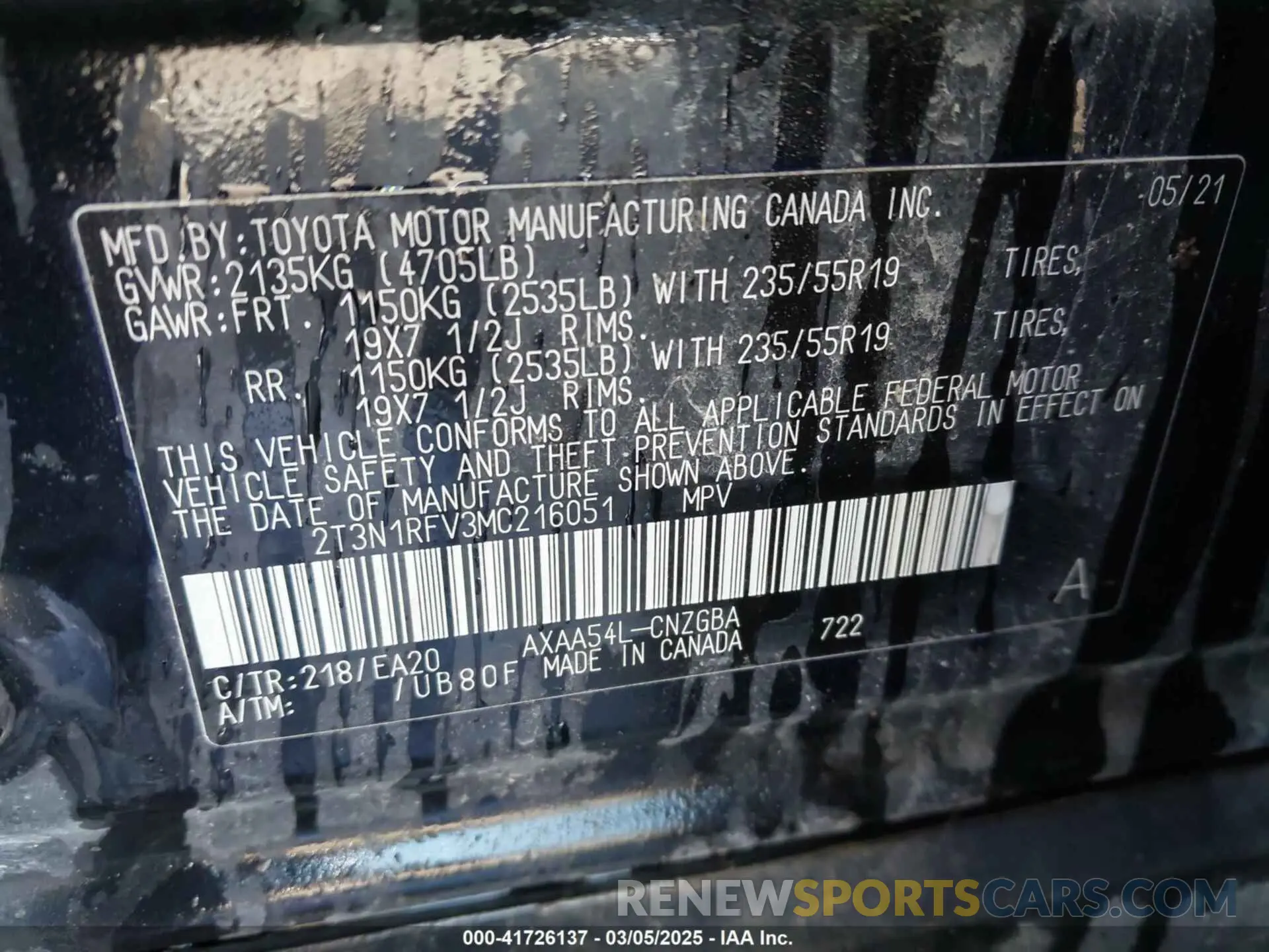9 Photograph of a damaged car 2T3N1RFV3MC216051 TOYOTA RAV4 2021