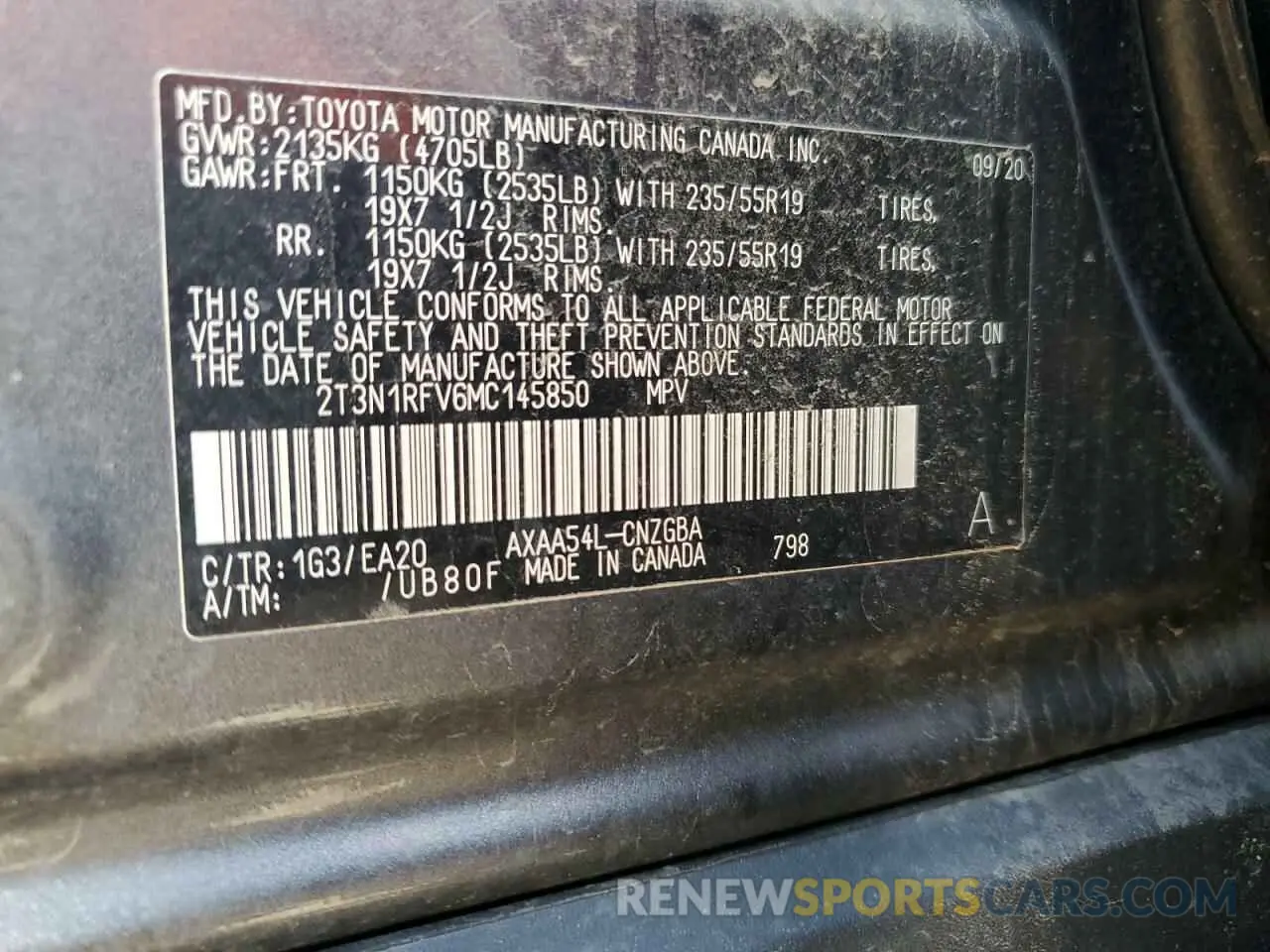 14 Photograph of a damaged car 2T3N1RFV6MC145850 TOYOTA RAV4 2021