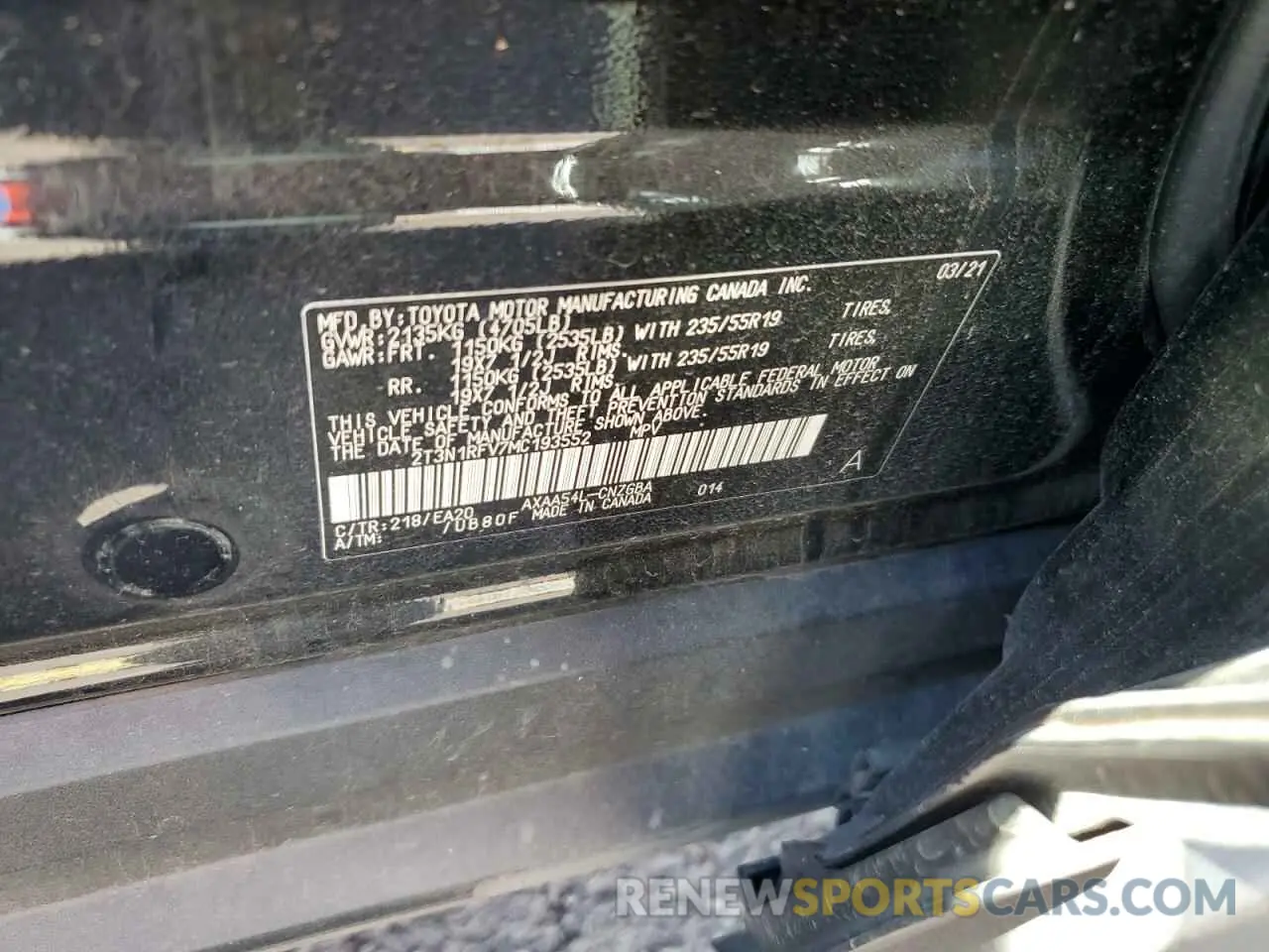12 Photograph of a damaged car 2T3N1RFV7MC193552 TOYOTA RAV4 2021