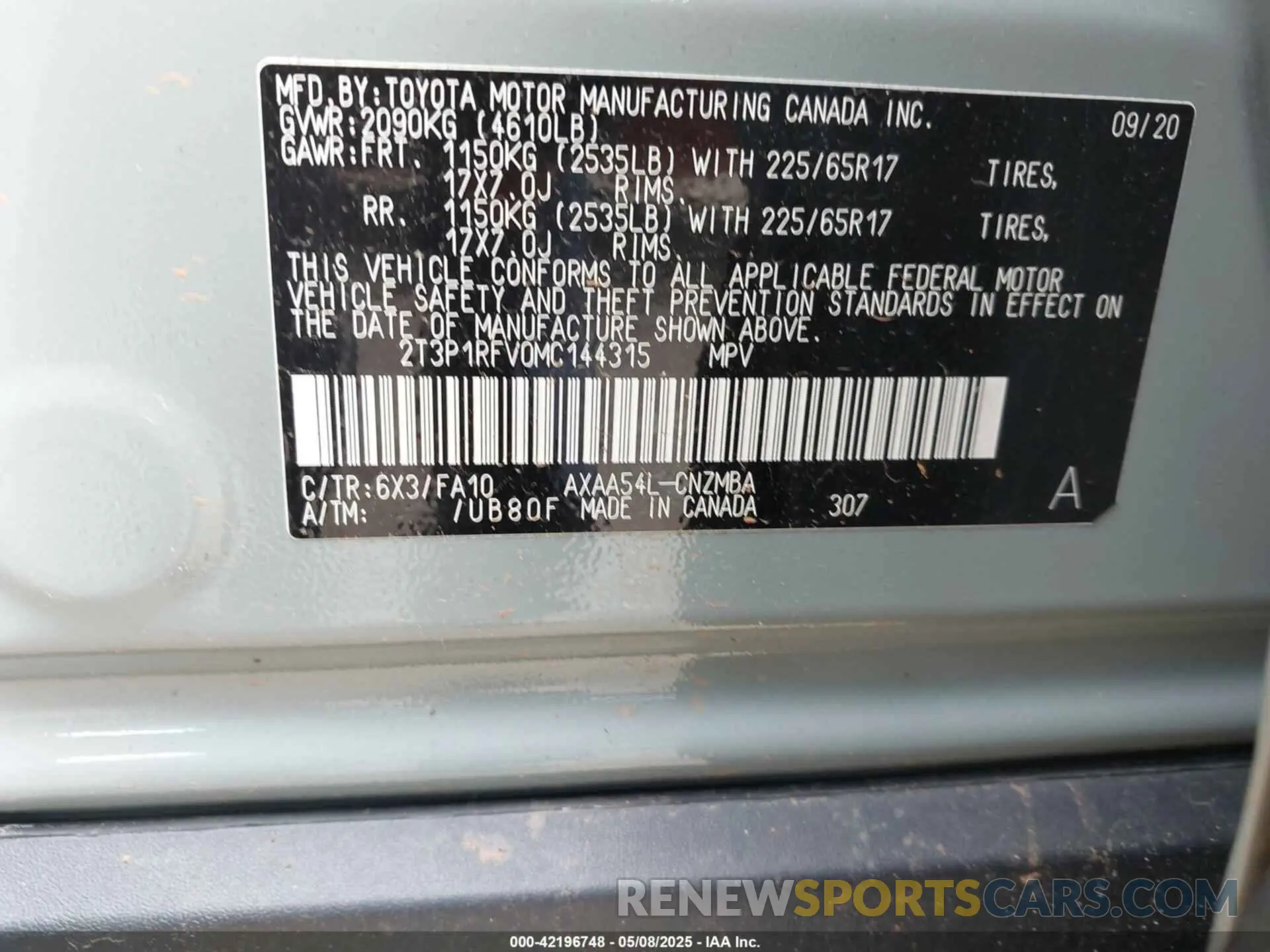 9 Photograph of a damaged car 2T3P1RFV0MC144315 TOYOTA RAV4 2021
