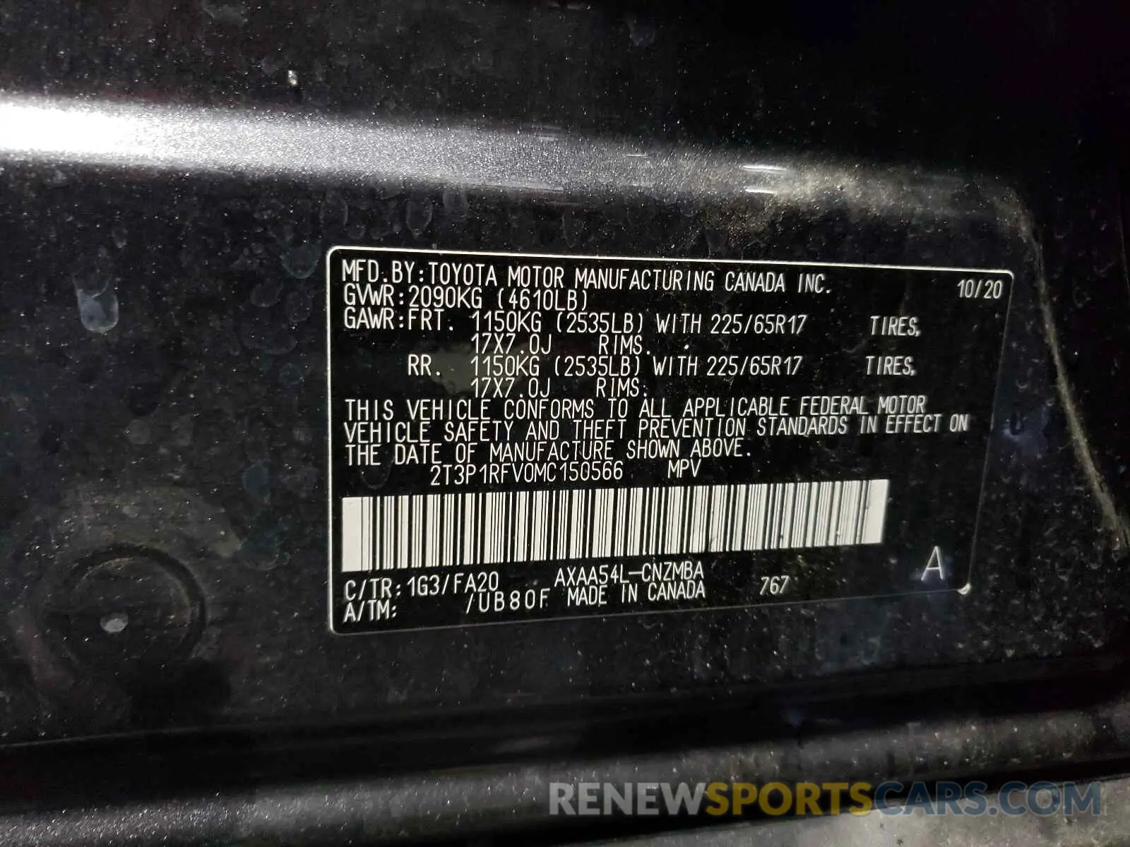 10 Photograph of a damaged car 2T3P1RFV0MC150566 TOYOTA RAV4 2021