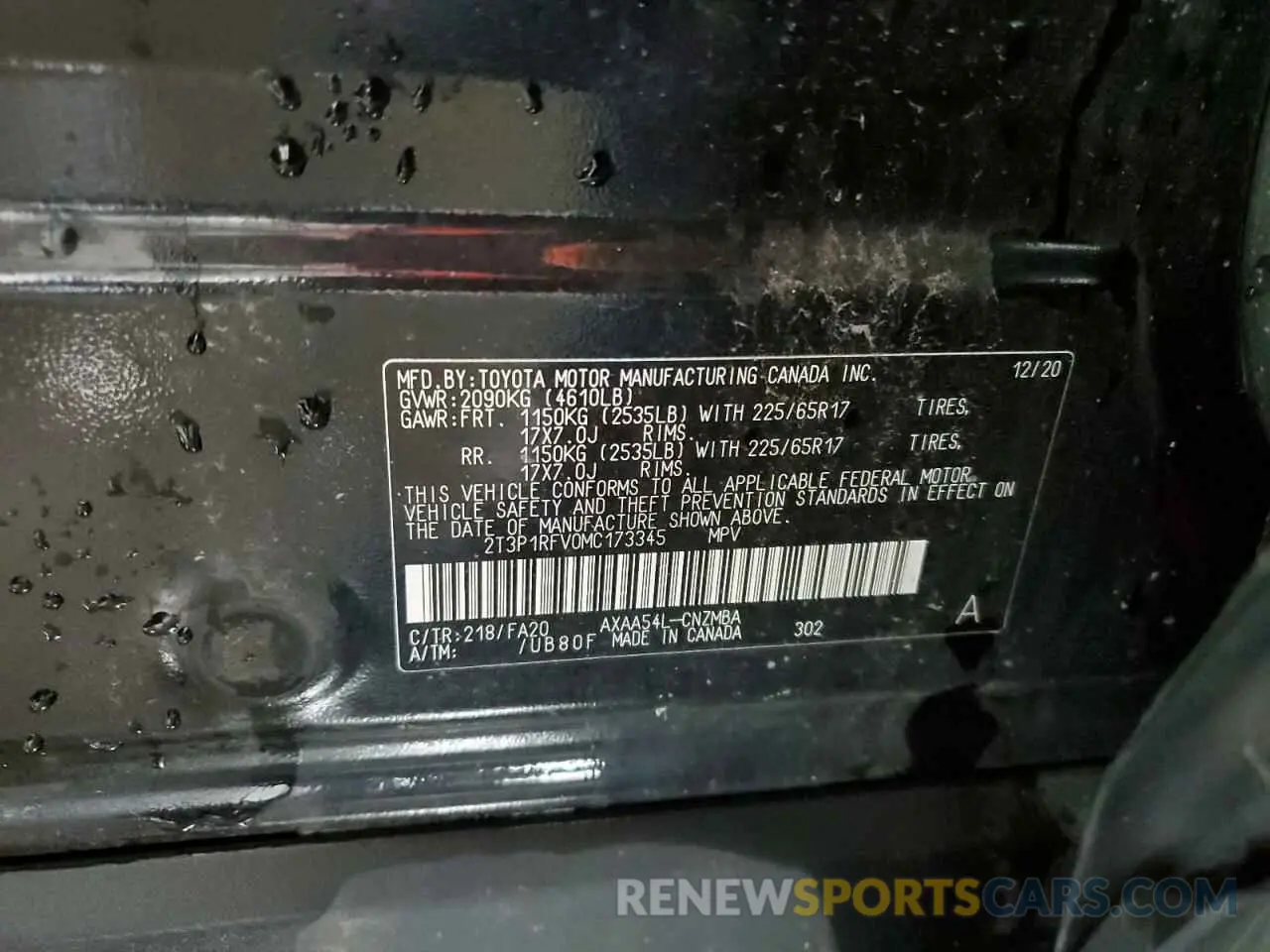 14 Photograph of a damaged car 2T3P1RFV0MC173345 TOYOTA RAV4 2021