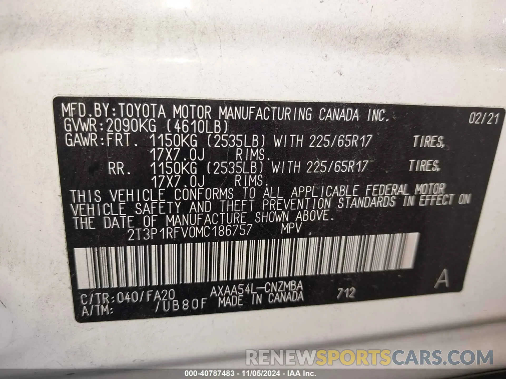9 Photograph of a damaged car 2T3P1RFV0MC186757 TOYOTA RAV4 2021