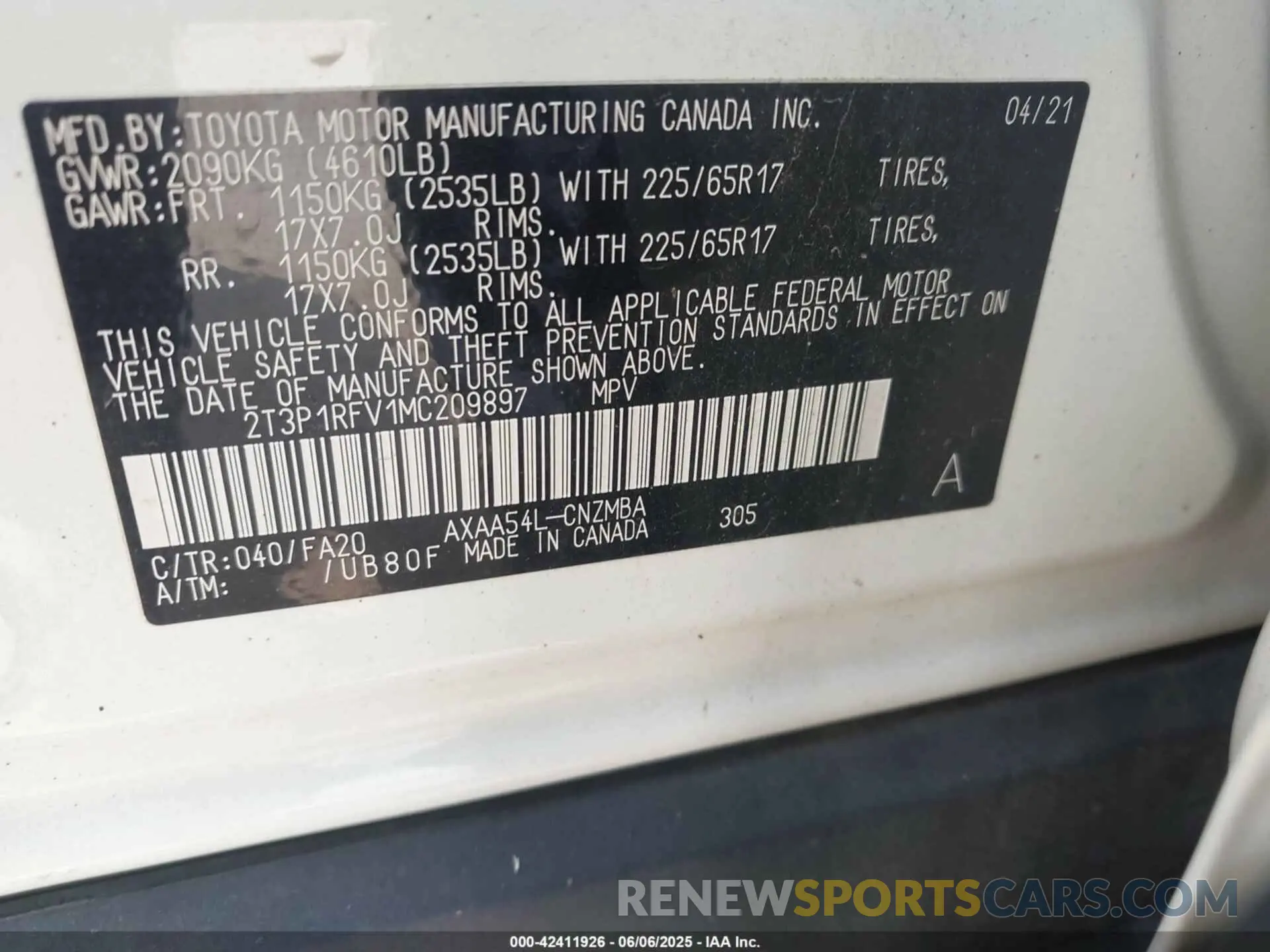 9 Photograph of a damaged car 2T3P1RFV1MC209897 TOYOTA RAV4 2021