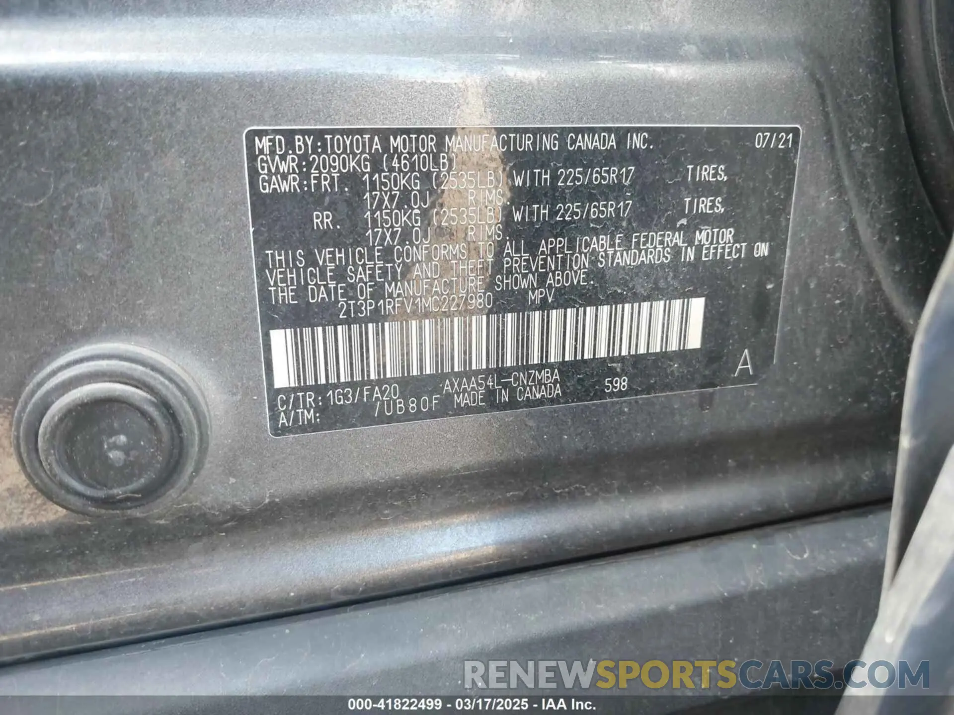 9 Photograph of a damaged car 2T3P1RFV1MC227980 TOYOTA RAV4 2021