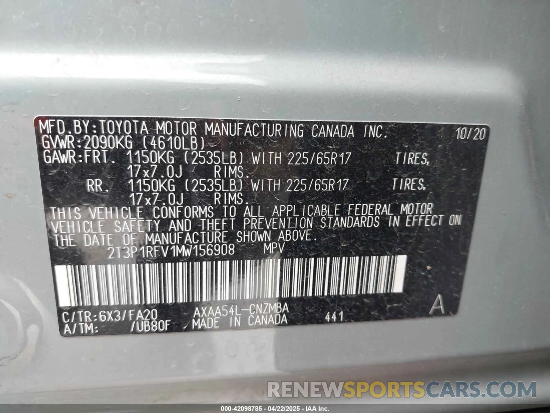 9 Photograph of a damaged car 2T3P1RFV1MW156908 TOYOTA RAV4 2021