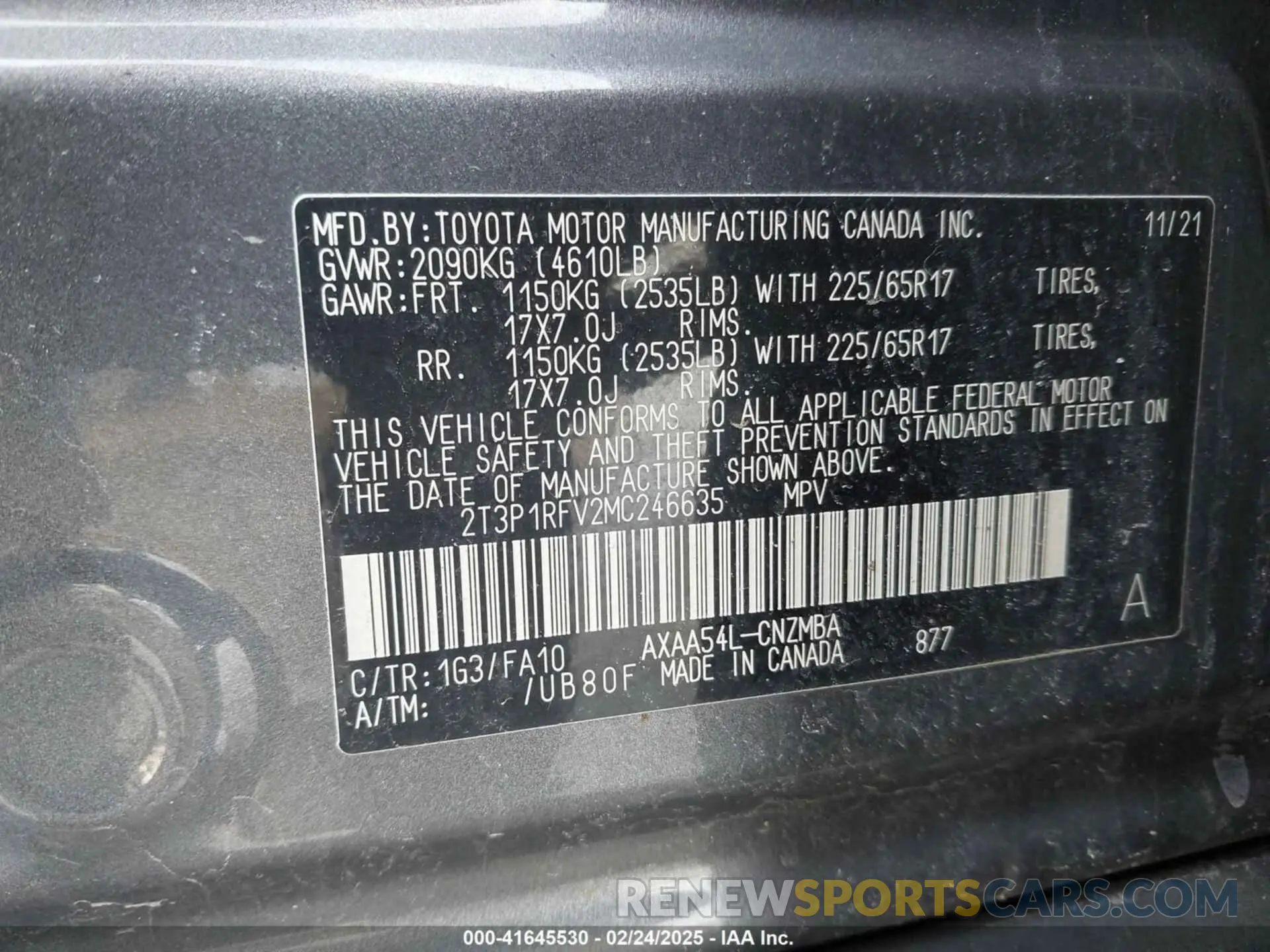 9 Photograph of a damaged car 2T3P1RFV2MC246635 TOYOTA RAV4 2021