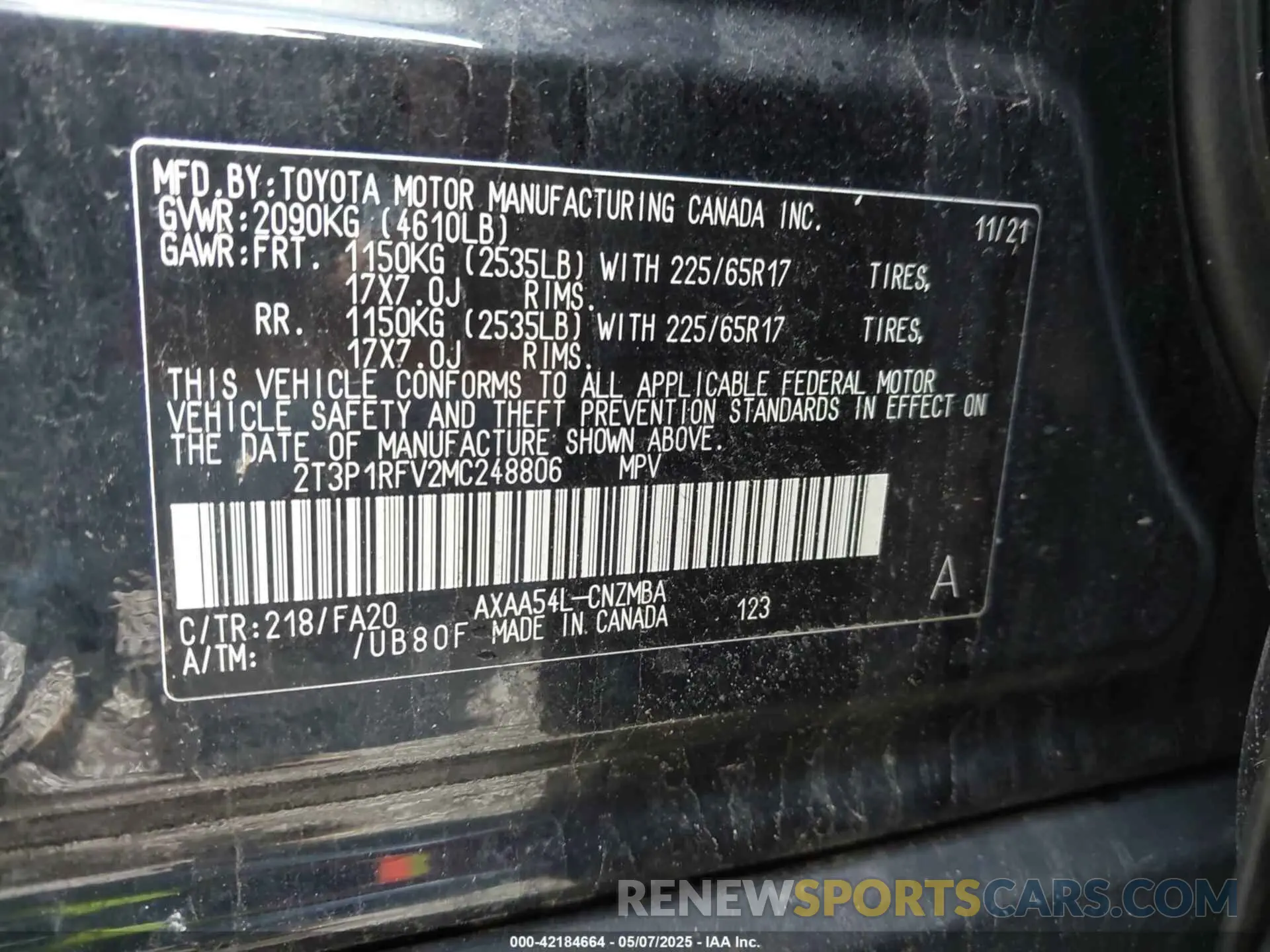 9 Photograph of a damaged car 2T3P1RFV2MC248806 TOYOTA RAV4 2021