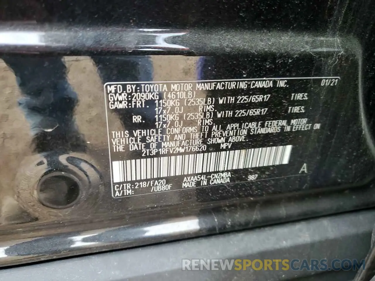 12 Photograph of a damaged car 2T3P1RFV2MW176620 TOYOTA RAV4 2021
