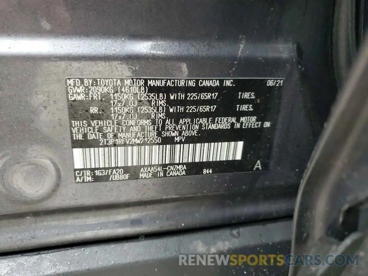14 Photograph of a damaged car 2T3P1RFV2MW212550 TOYOTA RAV4 2021