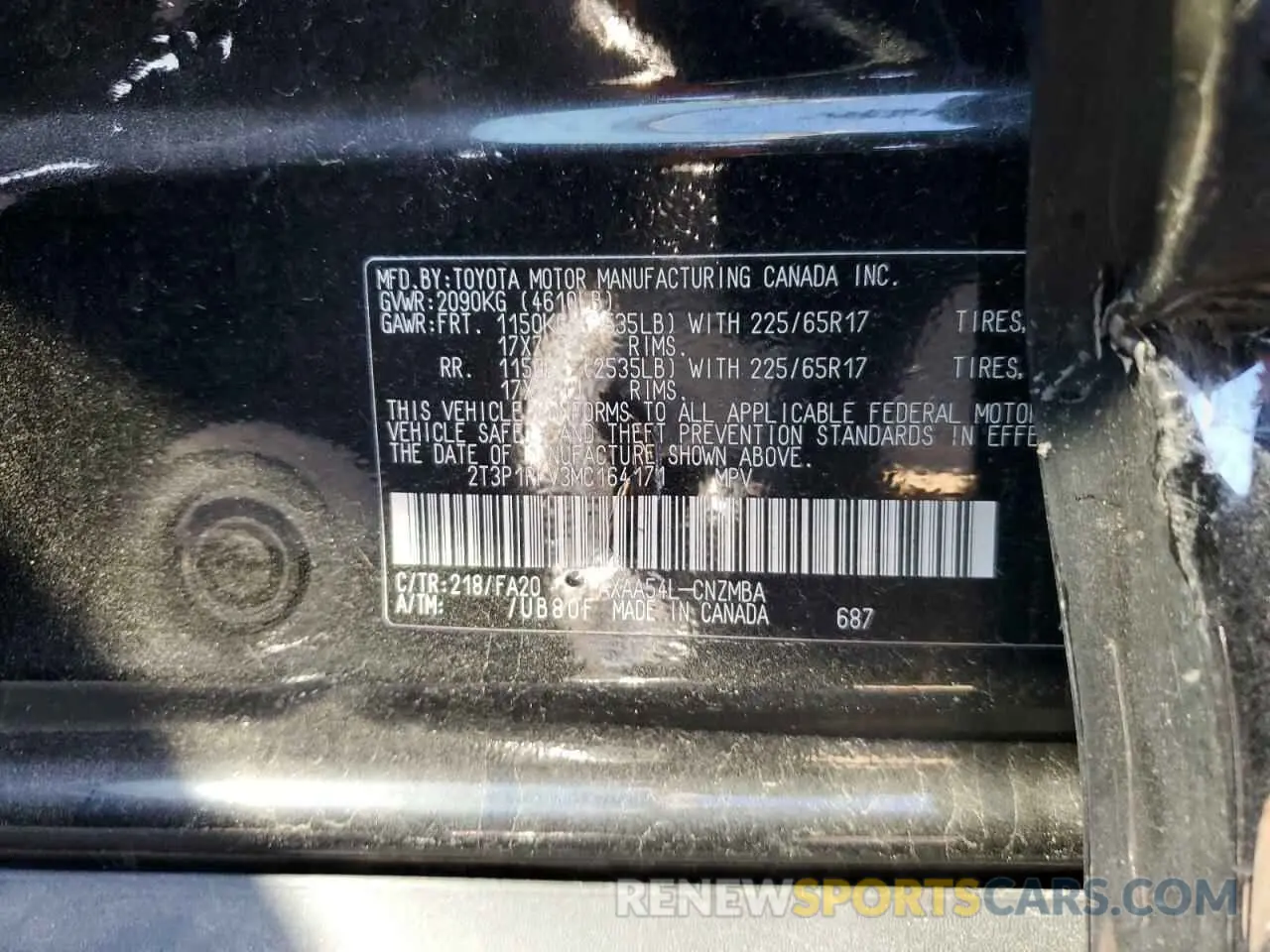 12 Photograph of a damaged car 2T3P1RFV3MC164171 TOYOTA RAV4 2021