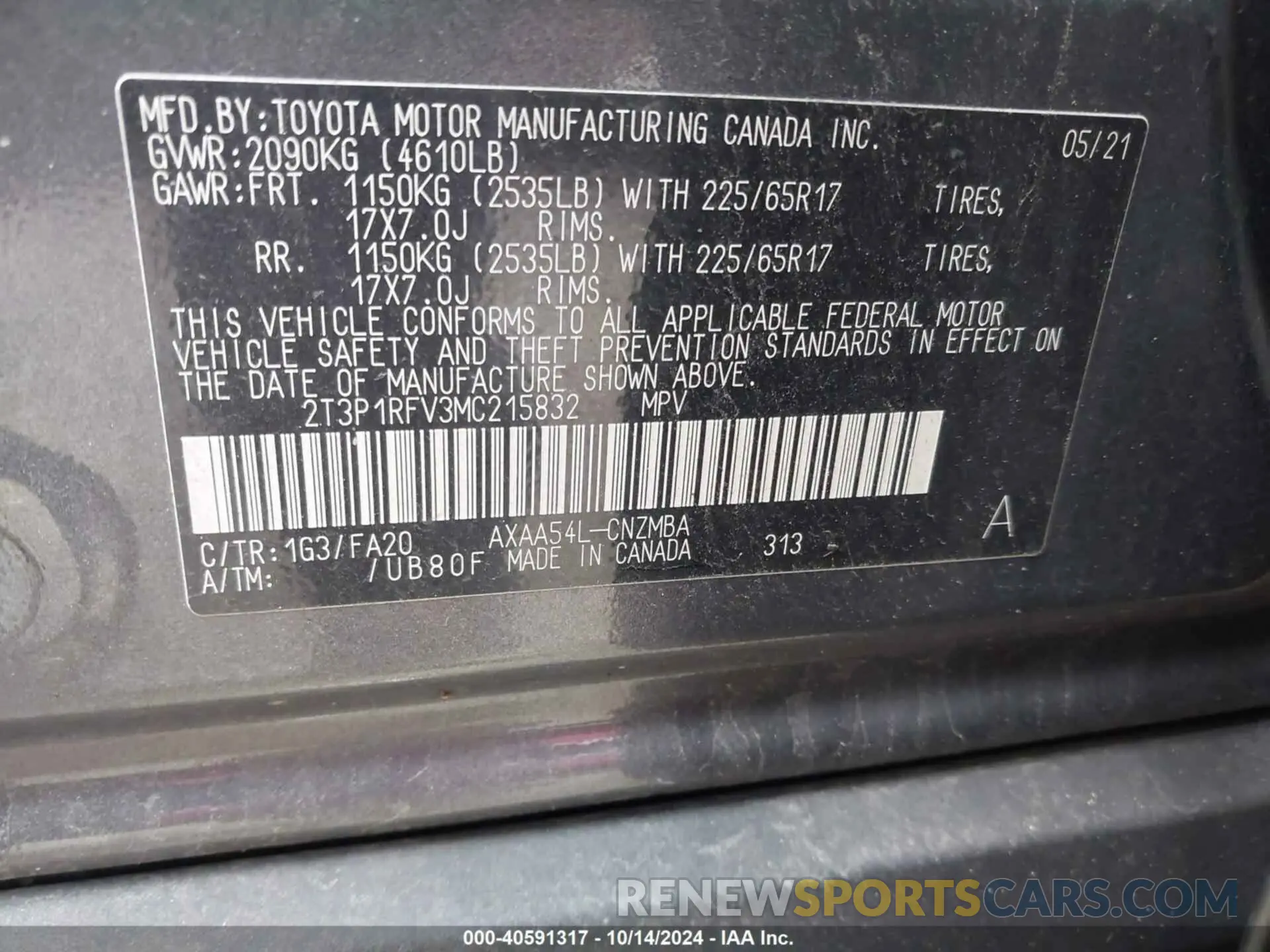 9 Photograph of a damaged car 2T3P1RFV3MC215832 TOYOTA RAV4 2021