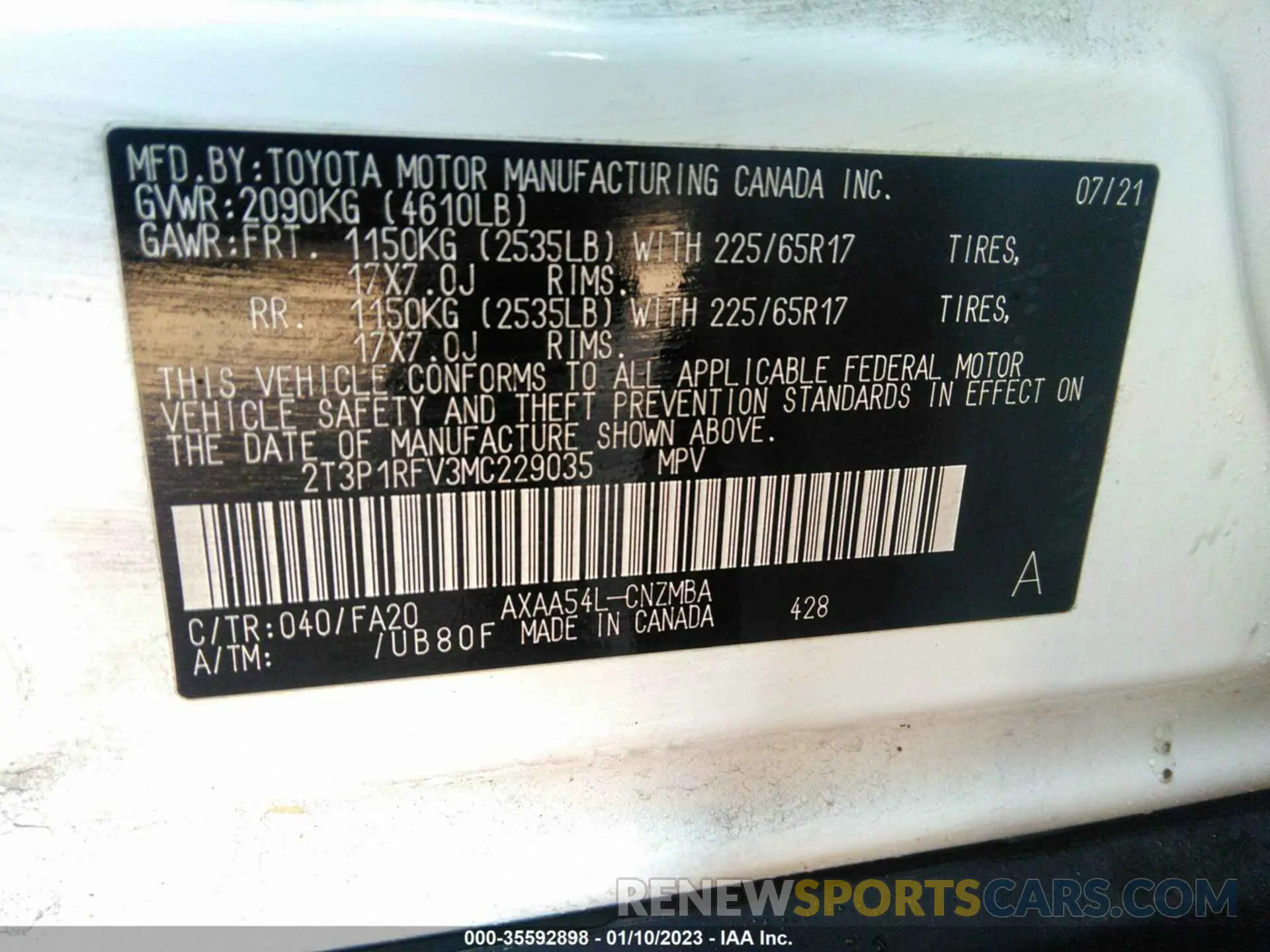 9 Photograph of a damaged car 2T3P1RFV3MC229035 TOYOTA RAV4 2021