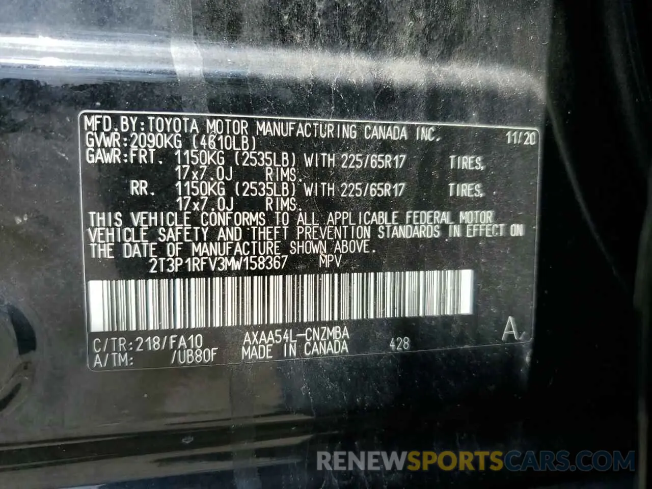 14 Photograph of a damaged car 2T3P1RFV3MW158367 TOYOTA RAV4 2021