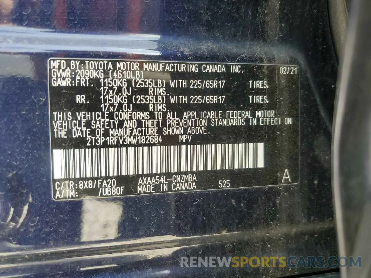 13 Photograph of a damaged car 2T3P1RFV3MW182684 TOYOTA RAV4 2021
