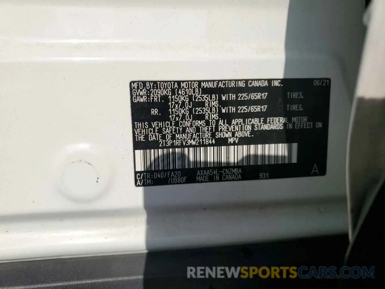 15 Photograph of a damaged car 2T3P1RFV3MW211844 TOYOTA RAV4 2021