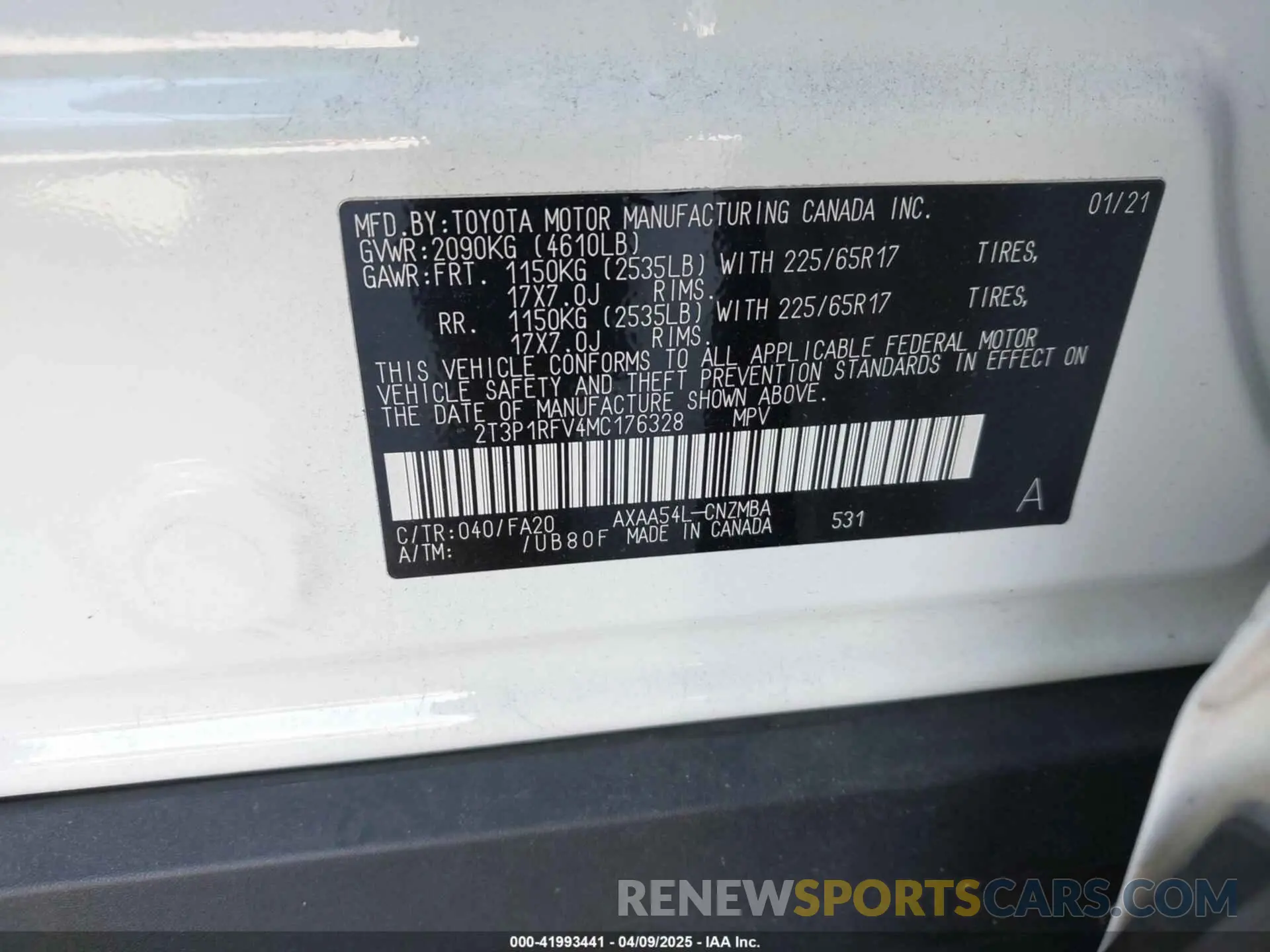 9 Photograph of a damaged car 2T3P1RFV4MC176328 TOYOTA RAV4 2021