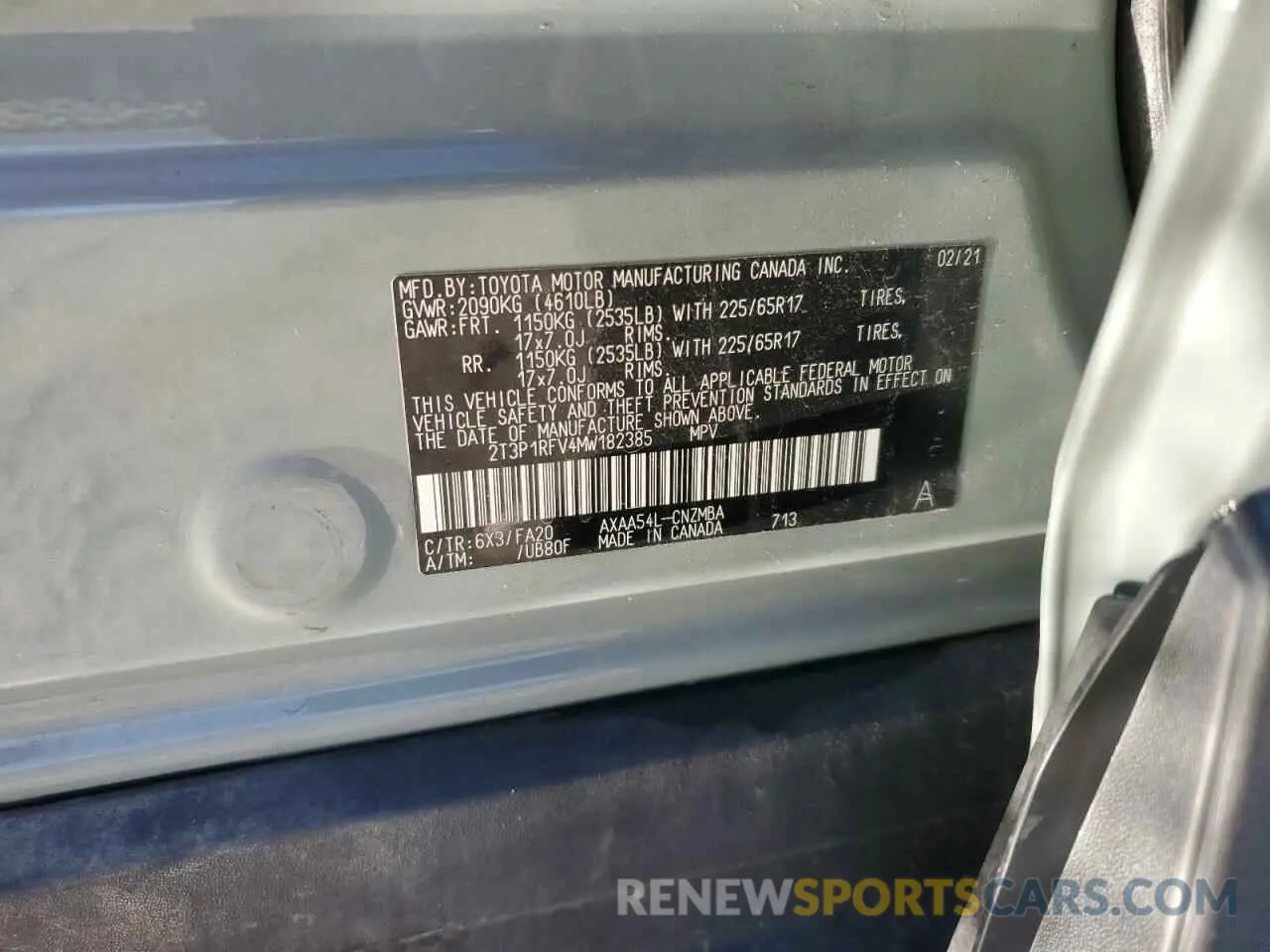 14 Photograph of a damaged car 2T3P1RFV4MW182385 TOYOTA RAV4 2021