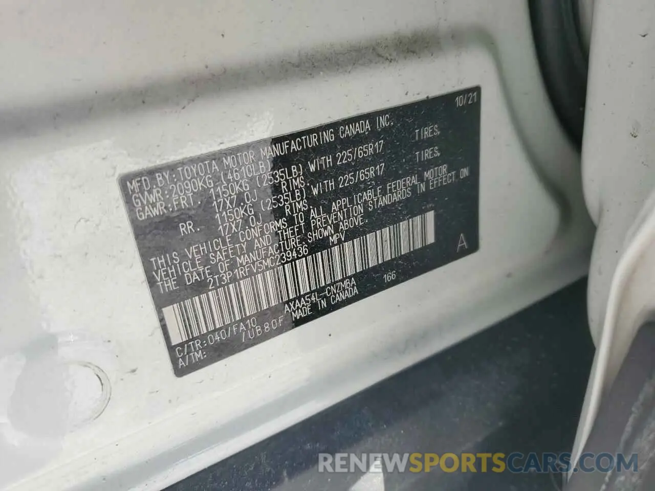 13 Photograph of a damaged car 2T3P1RFV5MC239436 TOYOTA RAV4 2021