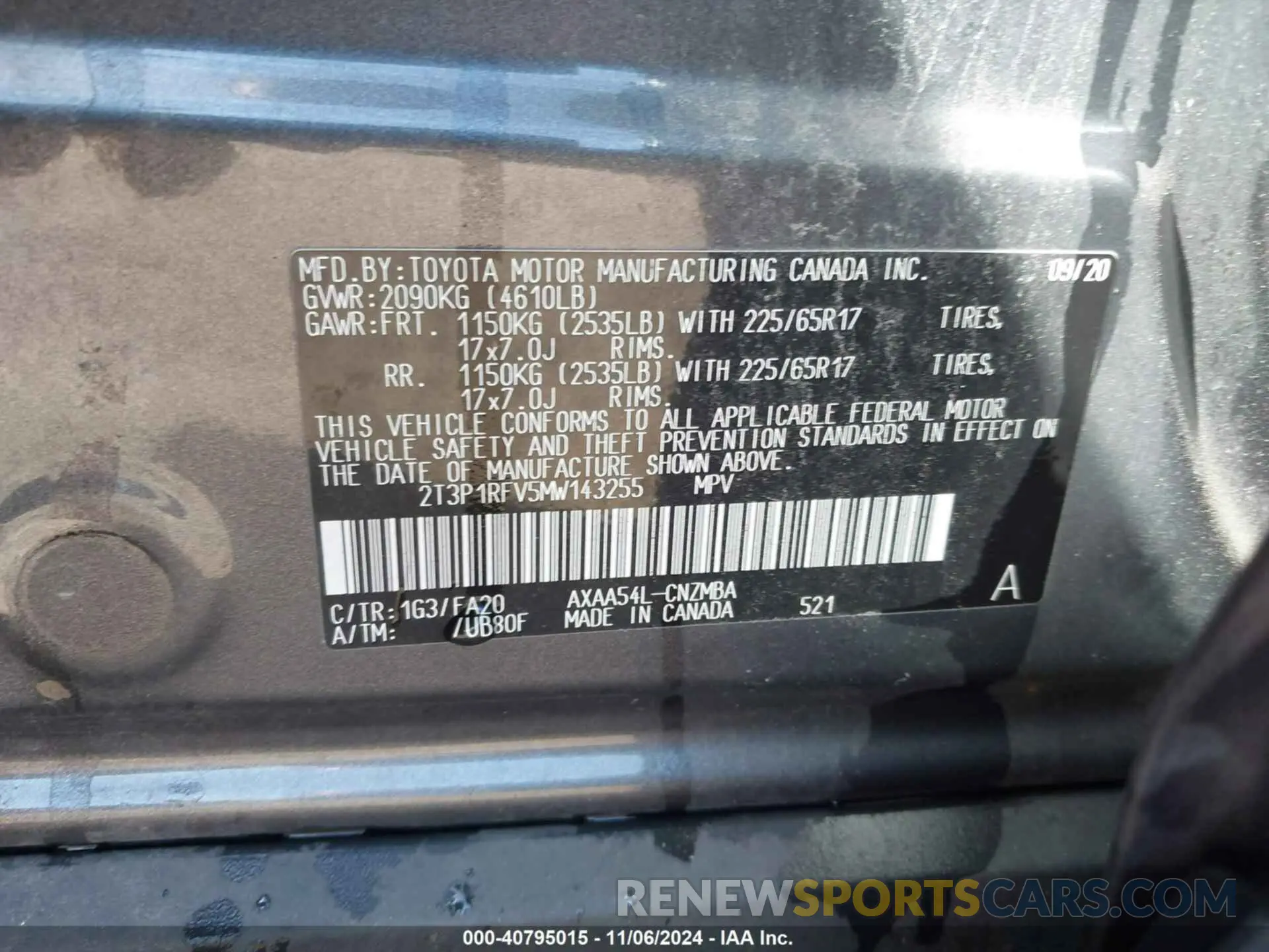9 Photograph of a damaged car 2T3P1RFV5MW143255 TOYOTA RAV4 2021