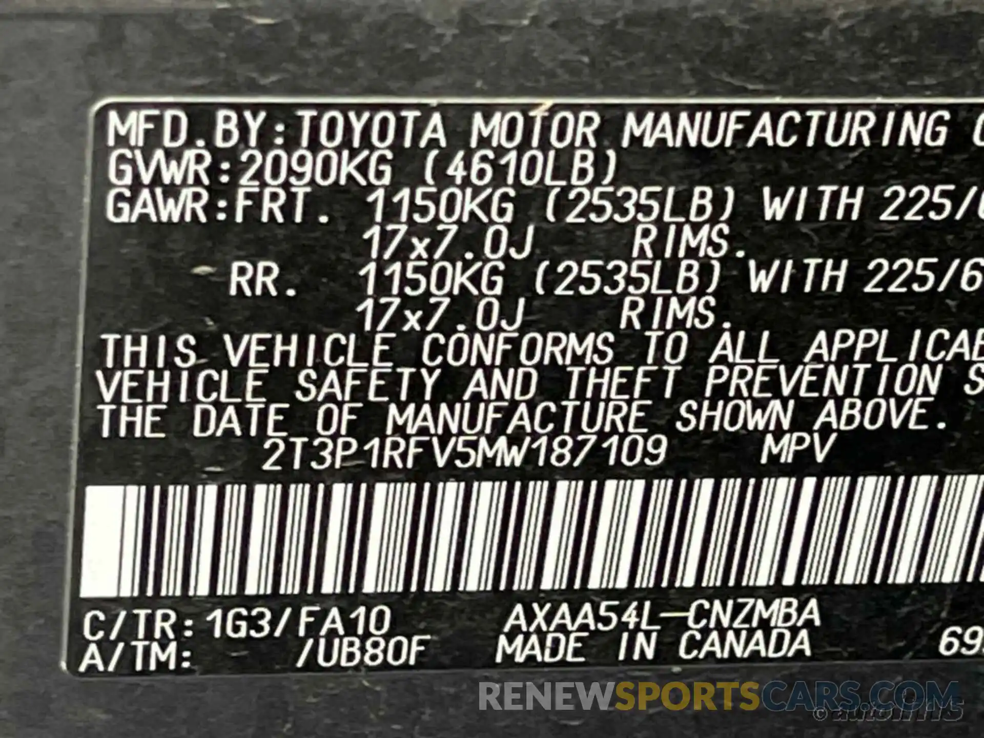 8 Photograph of a damaged car 2T3P1RFV5MW187109 TOYOTA RAV4 2021