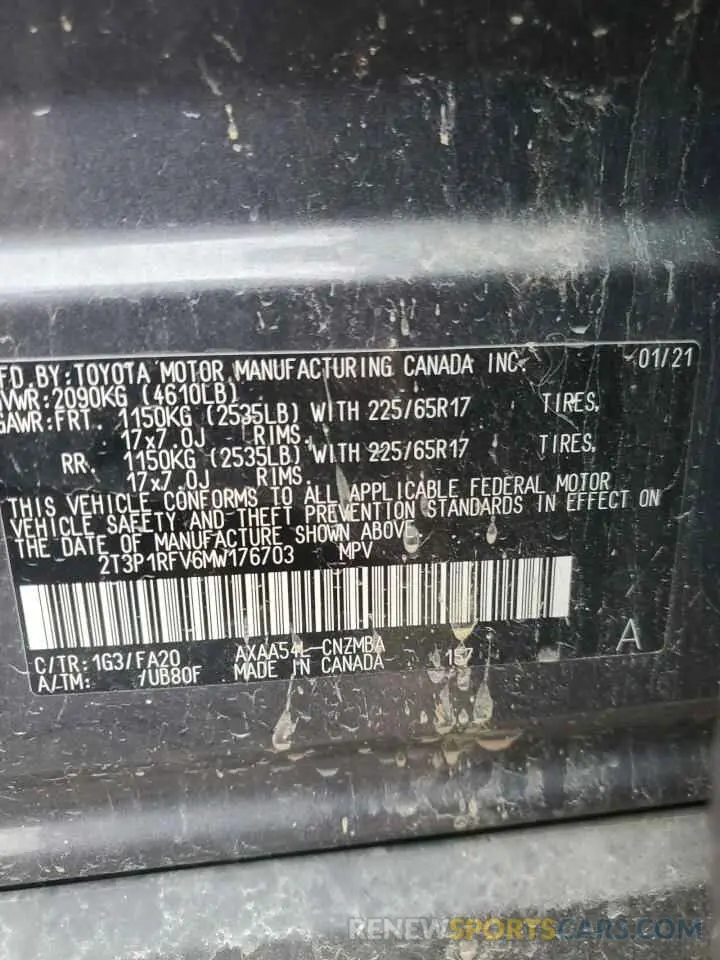 14 Photograph of a damaged car 2T3P1RFV6MW176703 TOYOTA RAV4 2021