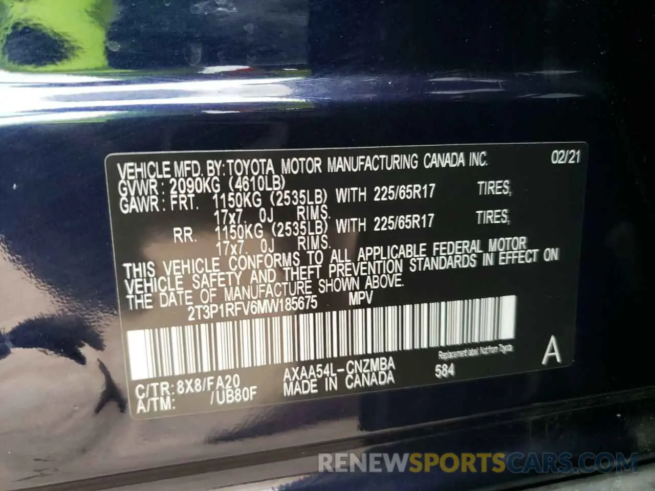 14 Photograph of a damaged car 2T3P1RFV6MW185675 TOYOTA RAV4 2021