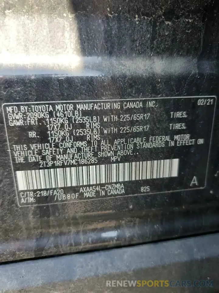 13 Photograph of a damaged car 2T3P1RFV7MC186285 TOYOTA RAV4 2021