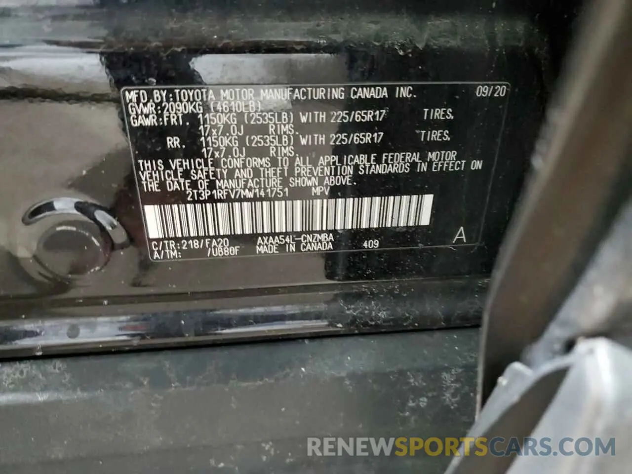 13 Photograph of a damaged car 2T3P1RFV7MW141751 TOYOTA RAV4 2021