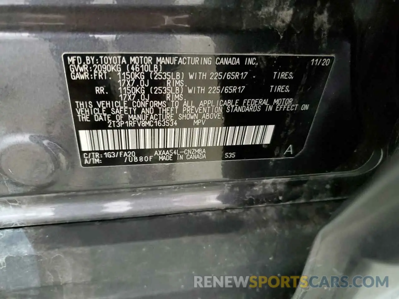 13 Photograph of a damaged car 2T3P1RFV8MC163534 TOYOTA RAV4 2021