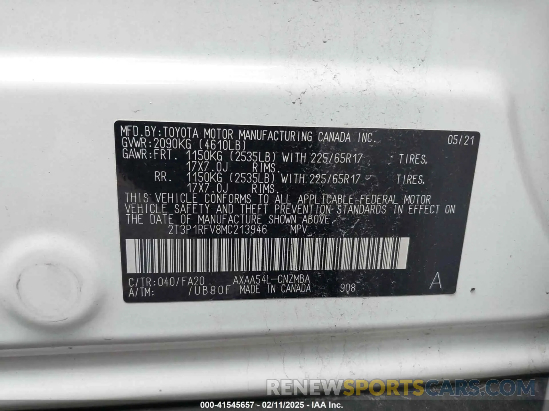 9 Photograph of a damaged car 2T3P1RFV8MC213946 TOYOTA RAV4 2021