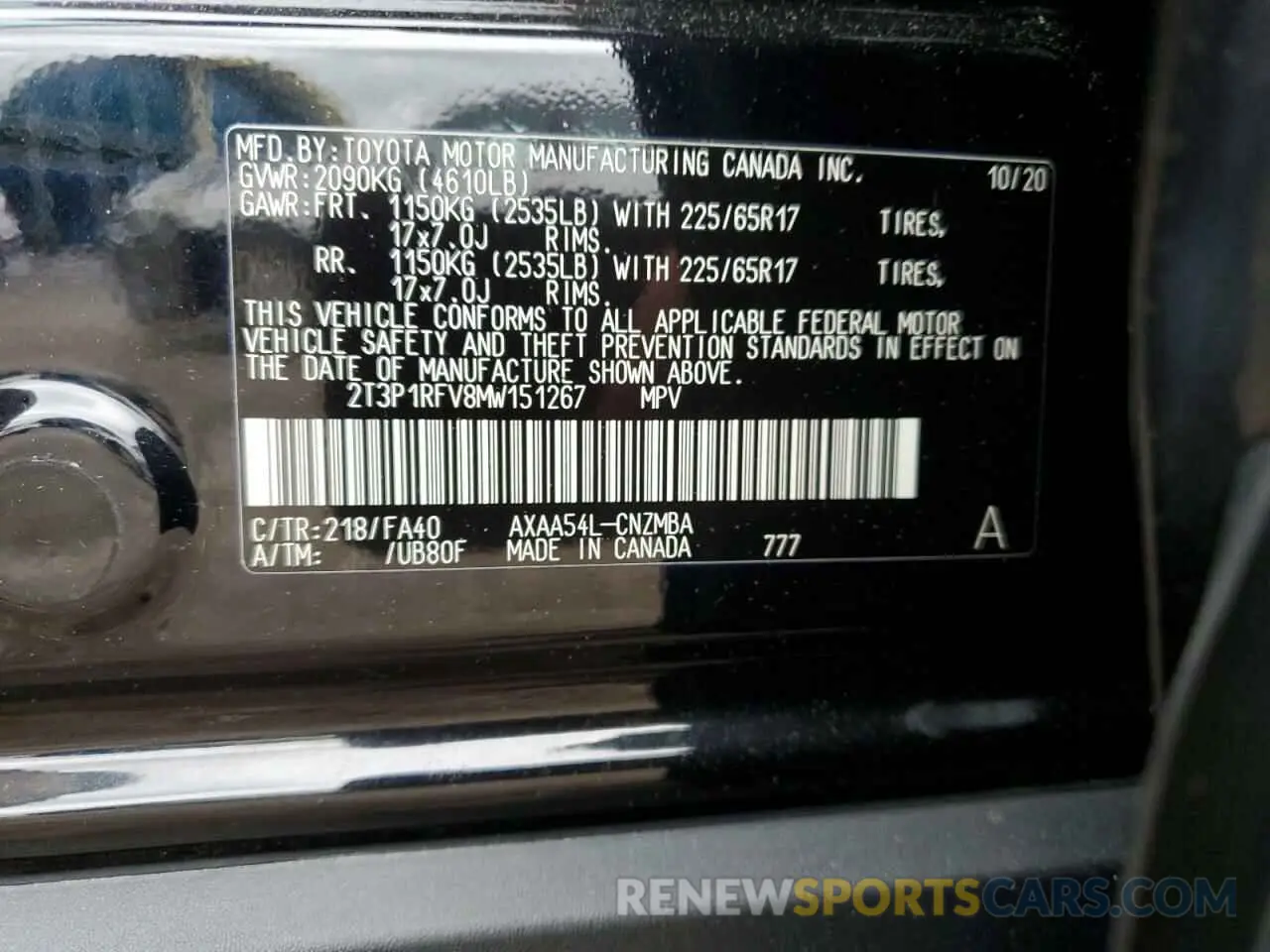 13 Photograph of a damaged car 2T3P1RFV8MW151267 TOYOTA RAV4 2021