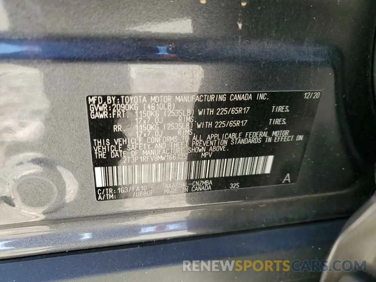 13 Photograph of a damaged car 2T3P1RFV8MW166125 TOYOTA RAV4 2021