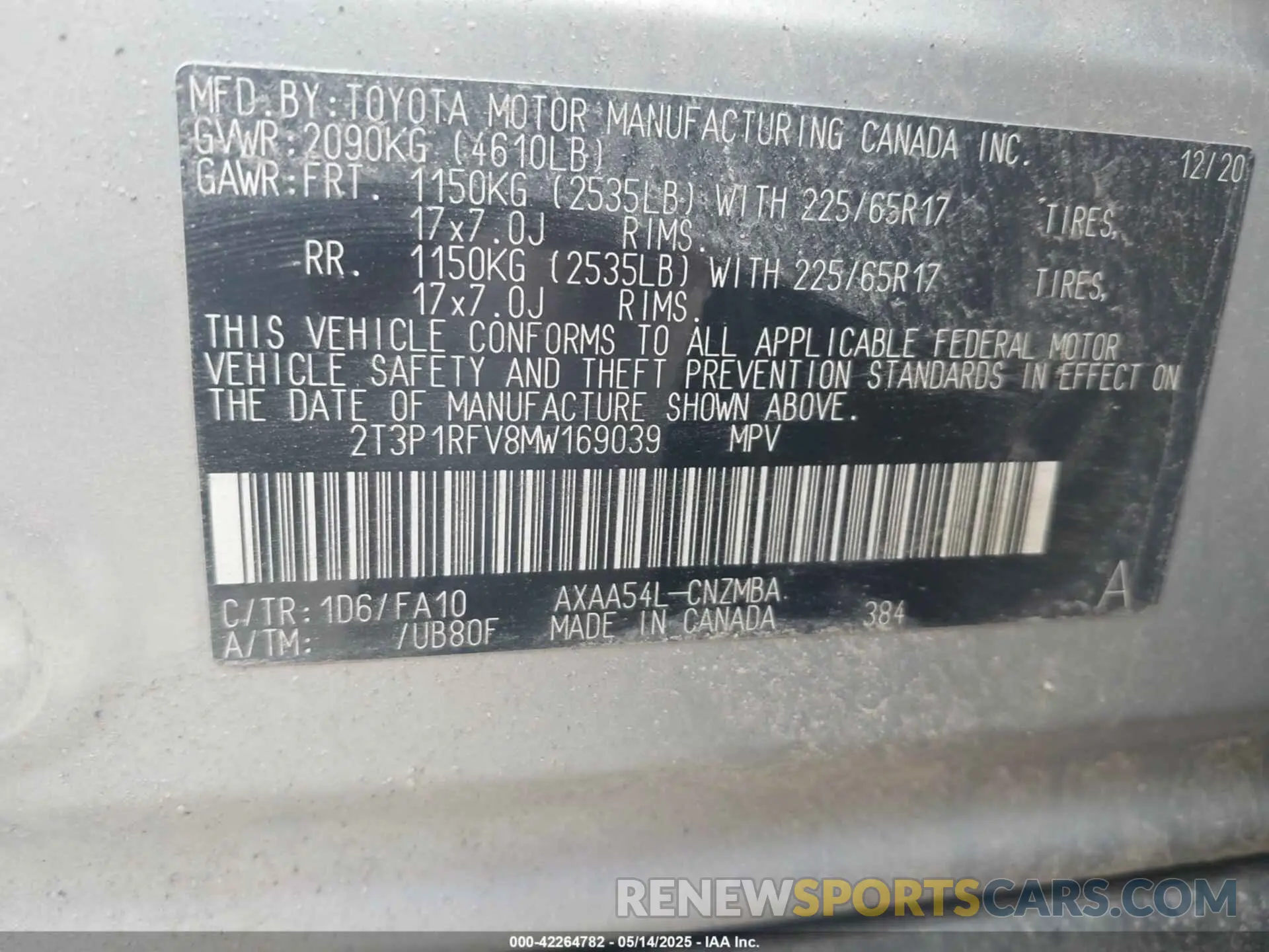9 Photograph of a damaged car 2T3P1RFV8MW169039 TOYOTA RAV4 2021