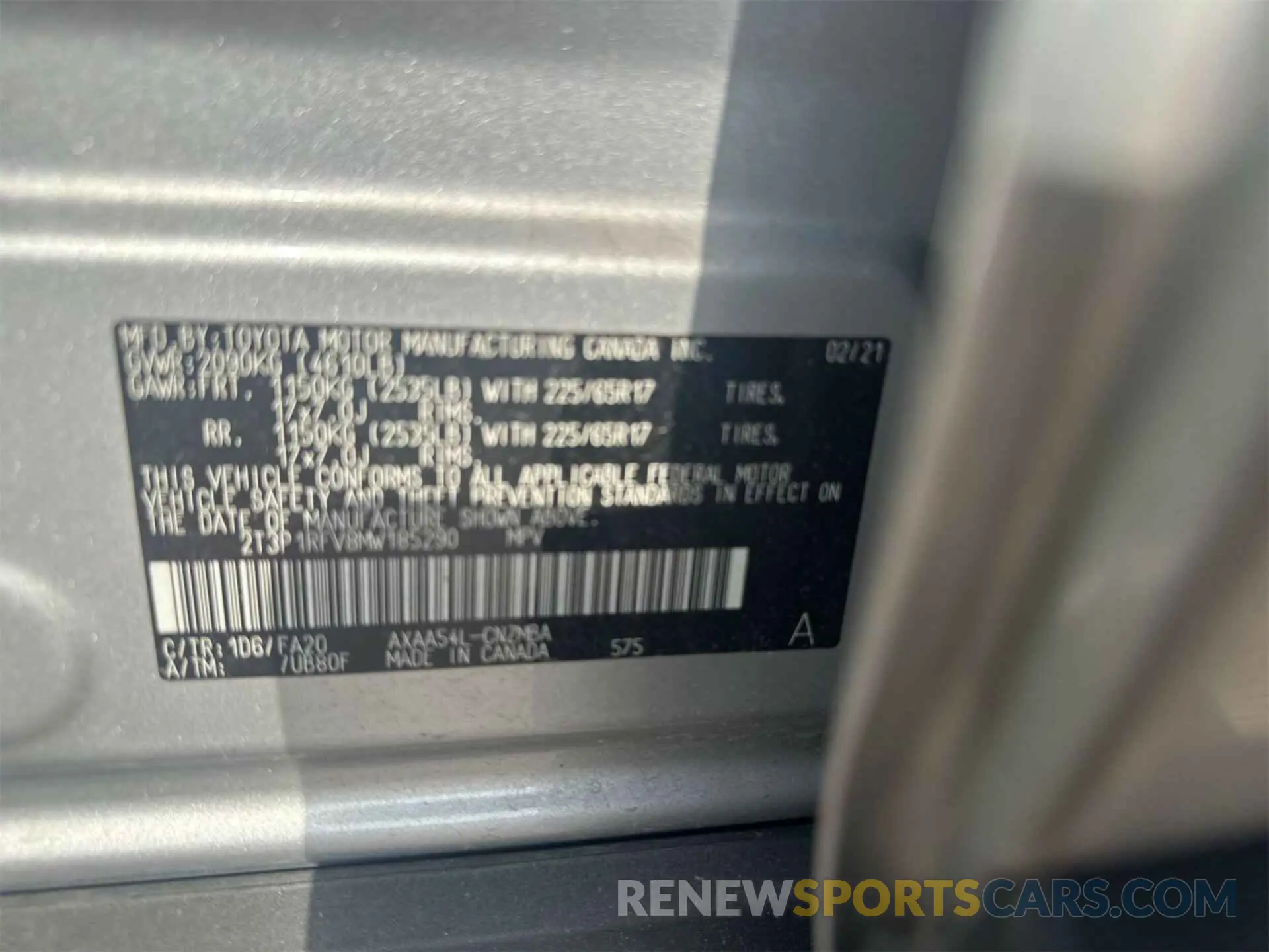 6 Photograph of a damaged car 2T3P1RFV8MW185290 TOYOTA RAV4 2021