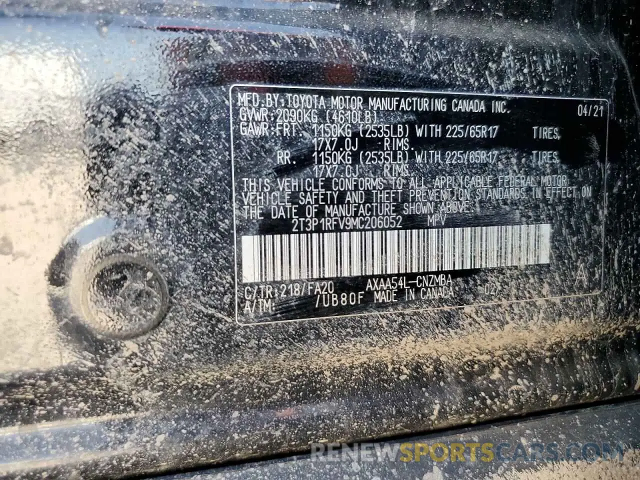 13 Photograph of a damaged car 2T3P1RFV9MC206052 TOYOTA RAV4 2021