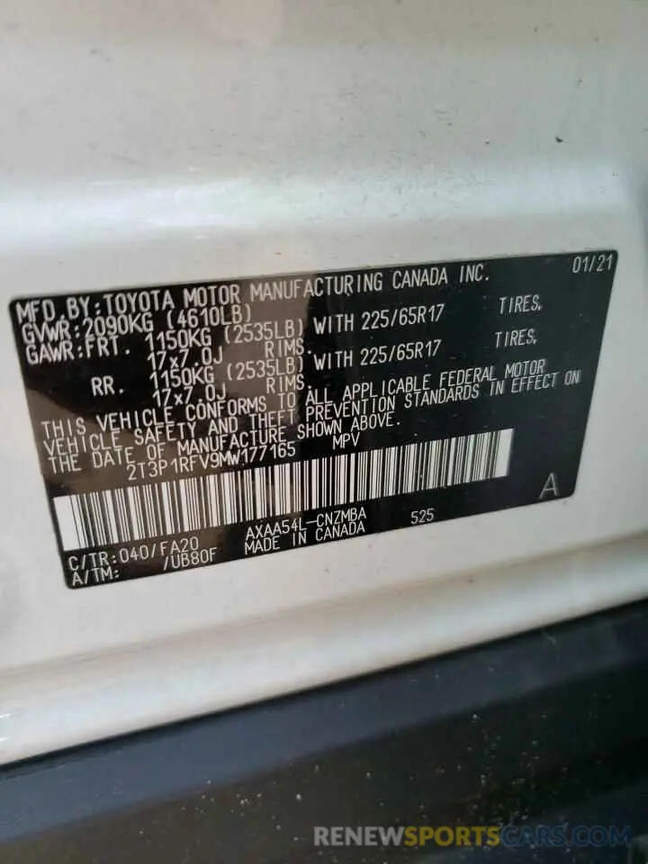 13 Photograph of a damaged car 2T3P1RFV9MW177165 TOYOTA RAV4 2021
