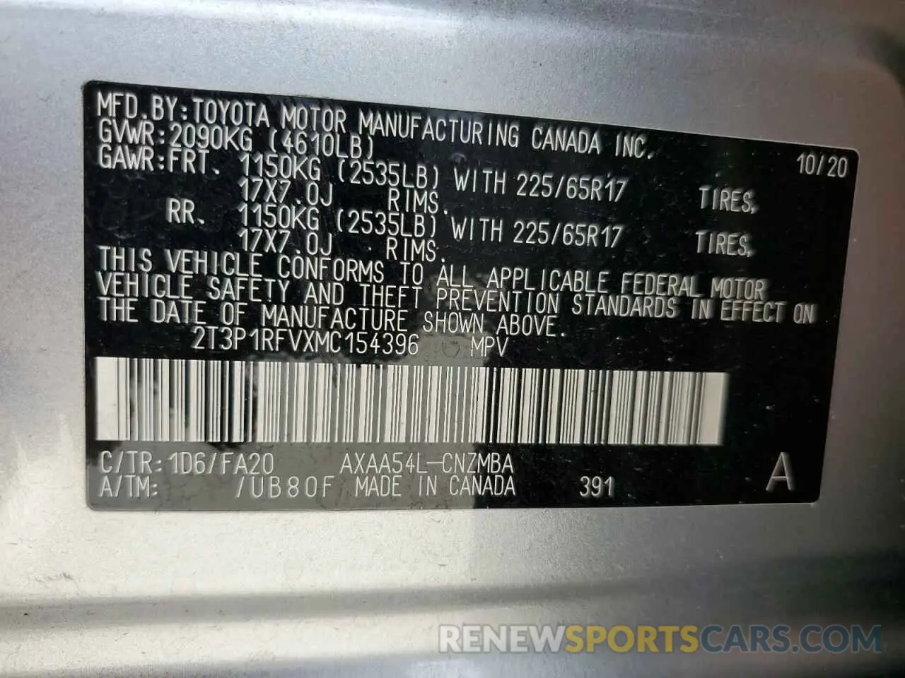 14 Photograph of a damaged car 2T3P1RFVXMC154396 TOYOTA RAV4 2021