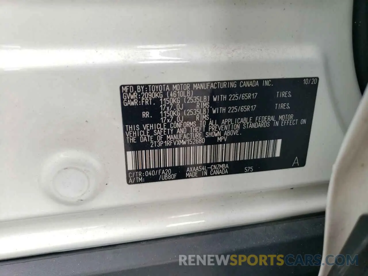 13 Photograph of a damaged car 2T3P1RFVXMW152680 TOYOTA RAV4 2021