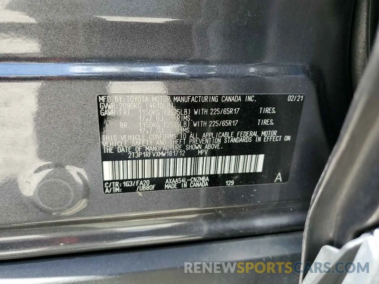 14 Photograph of a damaged car 2T3P1RFVXMW181712 TOYOTA RAV4 2021