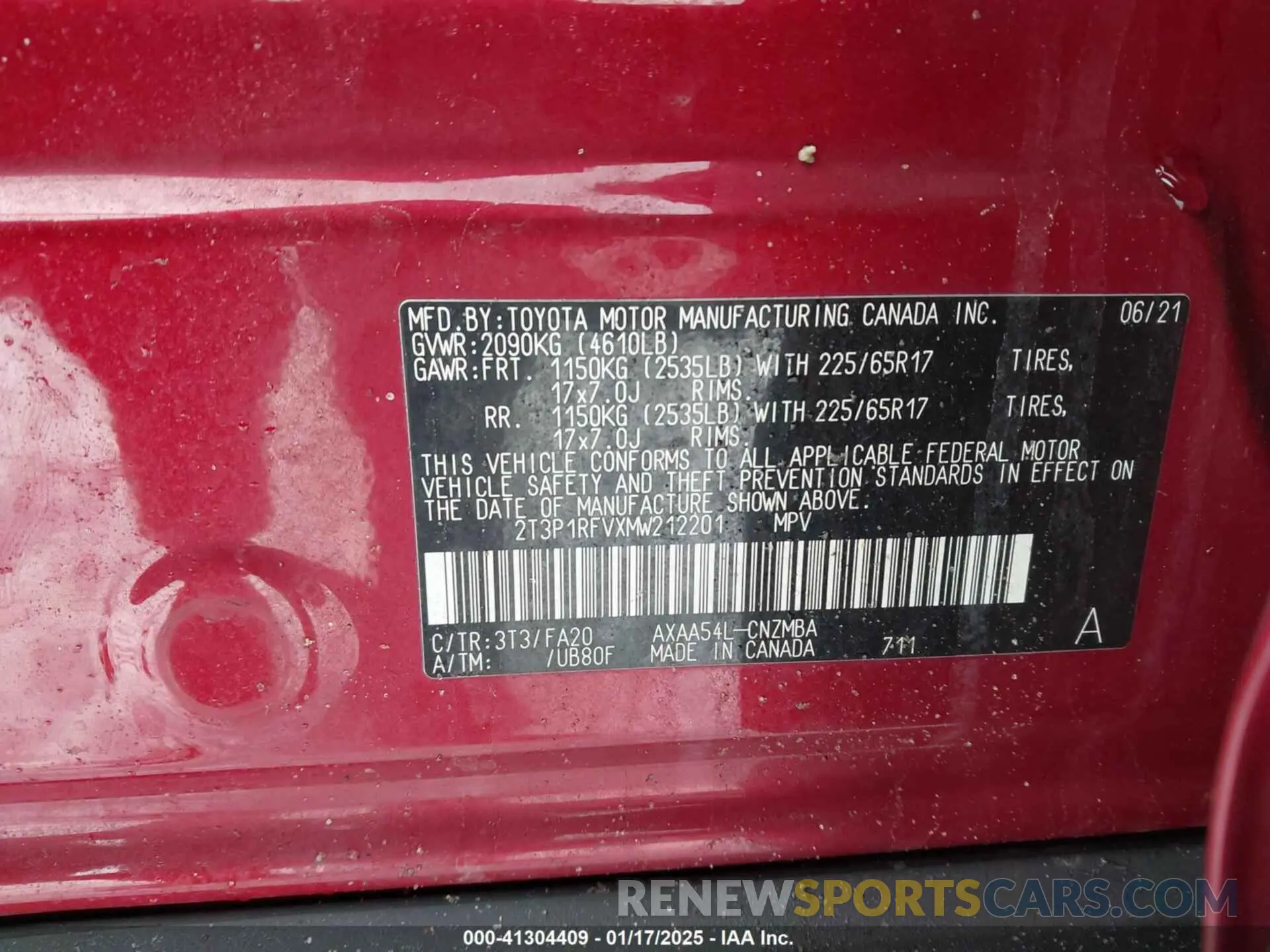 9 Photograph of a damaged car 2T3P1RFVXMW212201 TOYOTA RAV4 2021