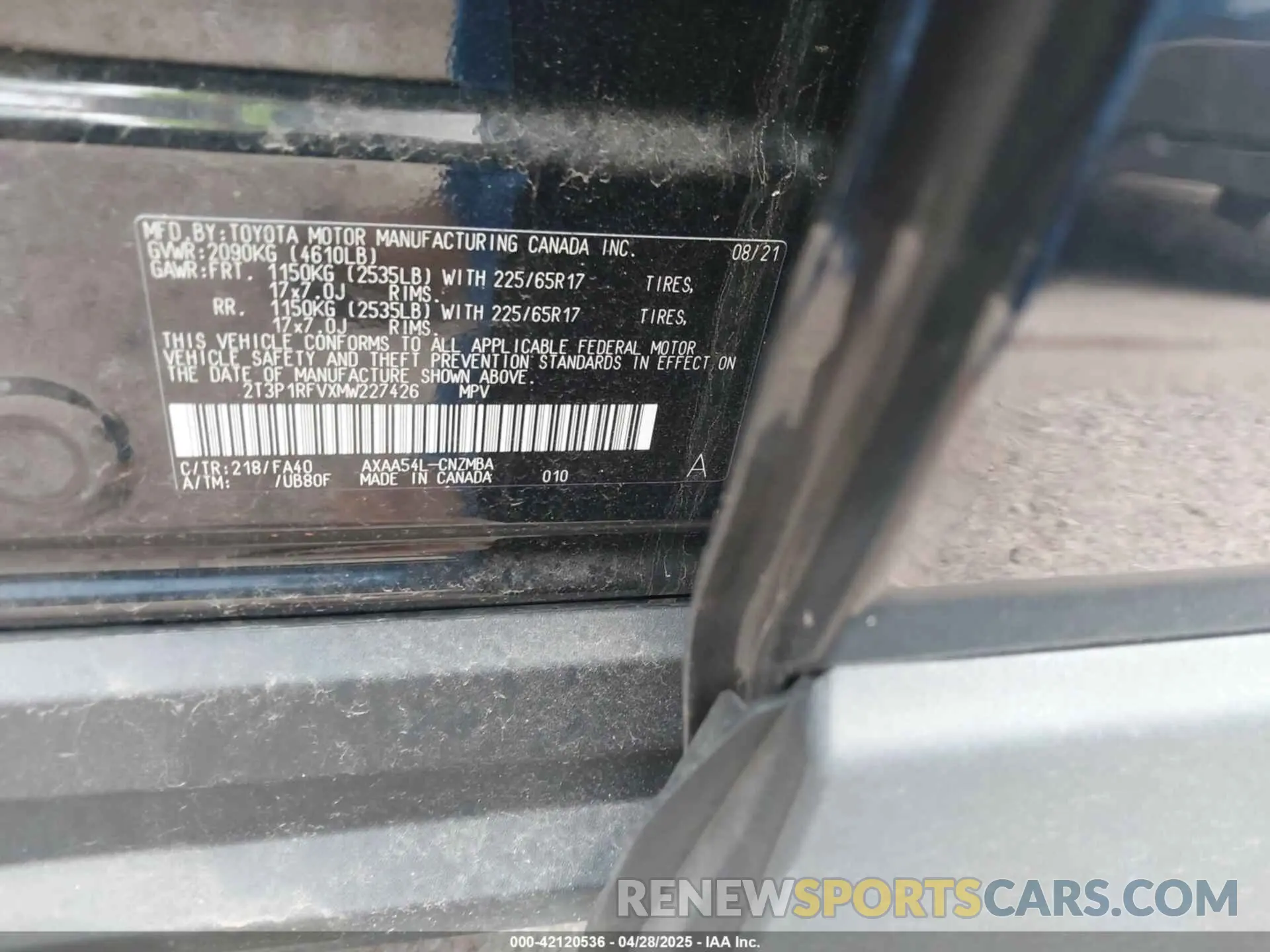 9 Photograph of a damaged car 2T3P1RFVXMW227426 TOYOTA RAV4 2021