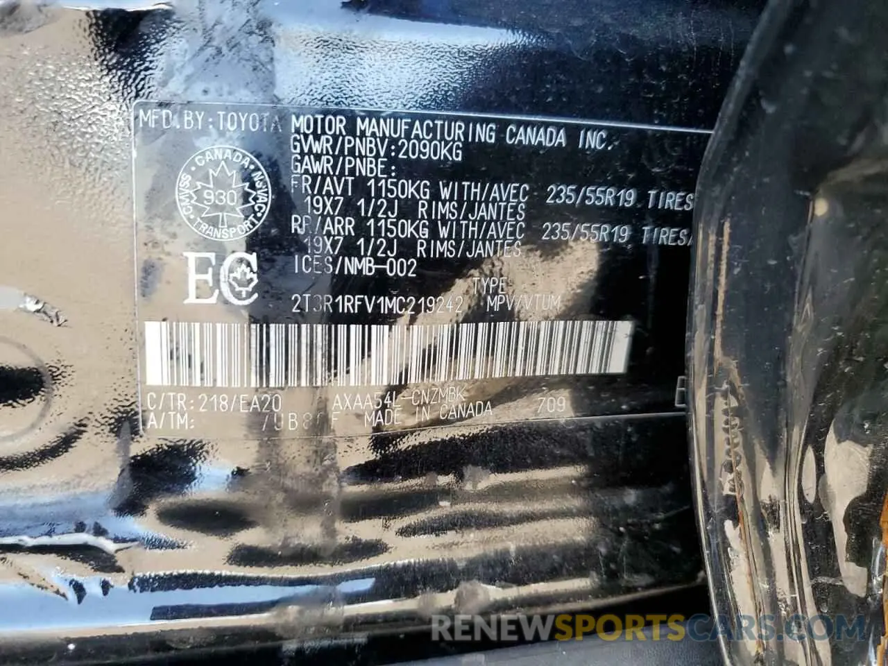 14 Photograph of a damaged car 2T3R1RFV1MC219242 TOYOTA RAV4 2021
