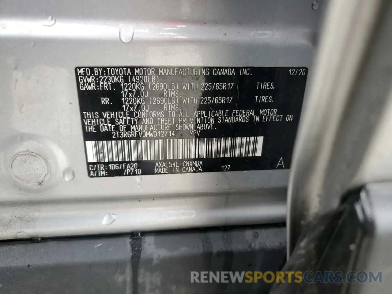 14 Photograph of a damaged car 2T3R6RFV0MW012714 TOYOTA RAV4 2021