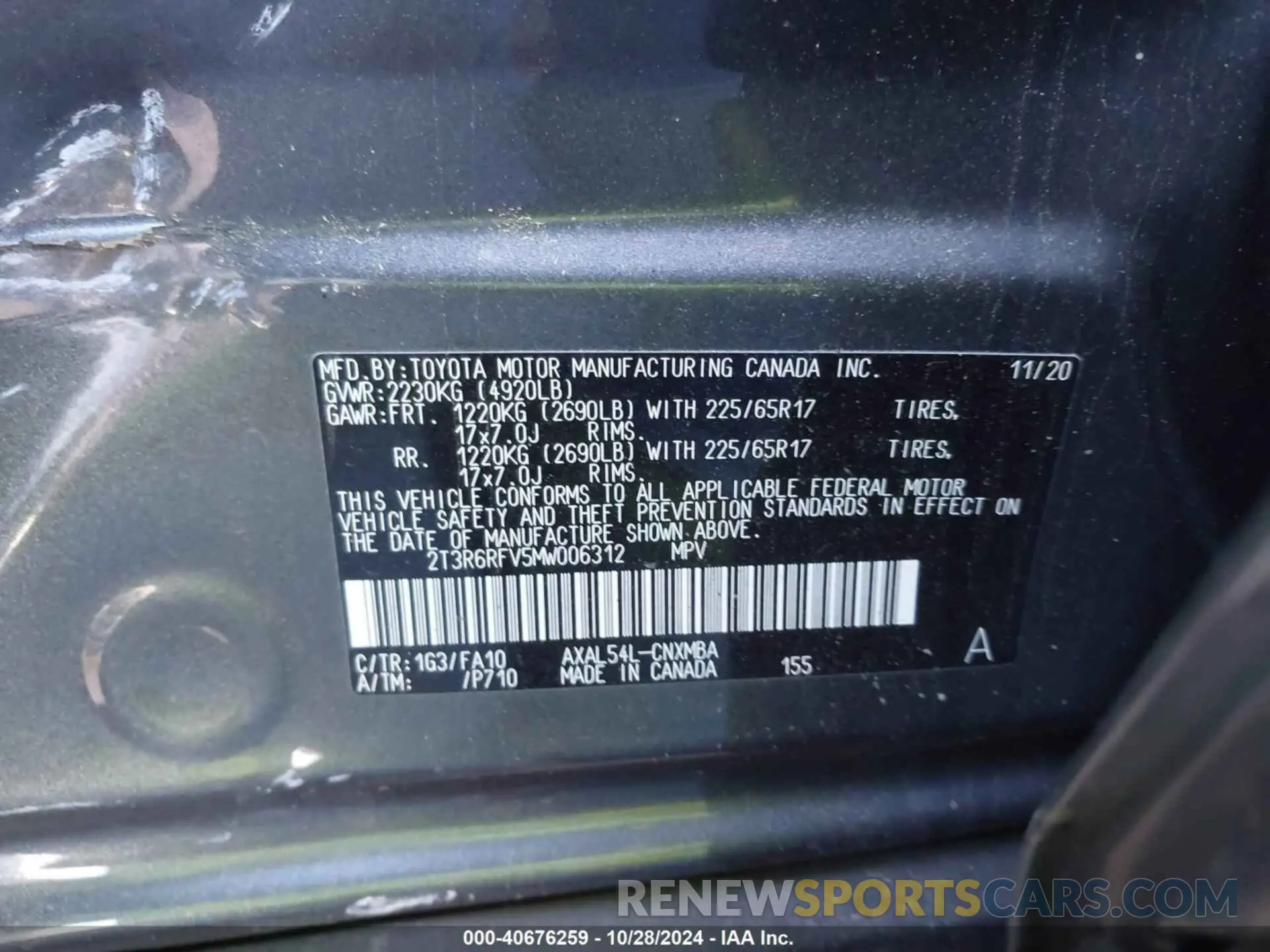 9 Photograph of a damaged car 2T3R6RFV5MW006312 TOYOTA RAV4 2021